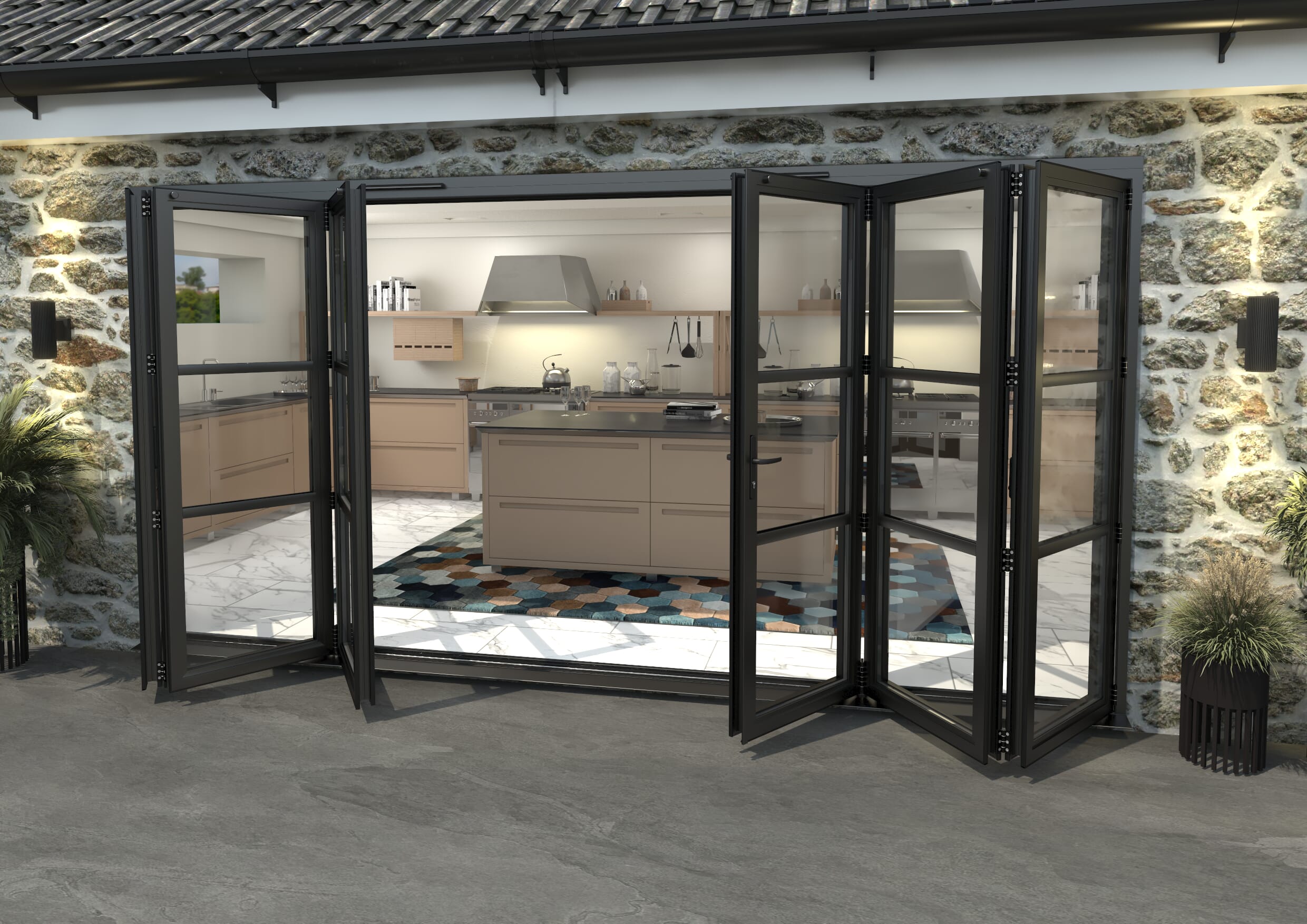 Heritage Black Aluminium External Bi-folding Doors Image