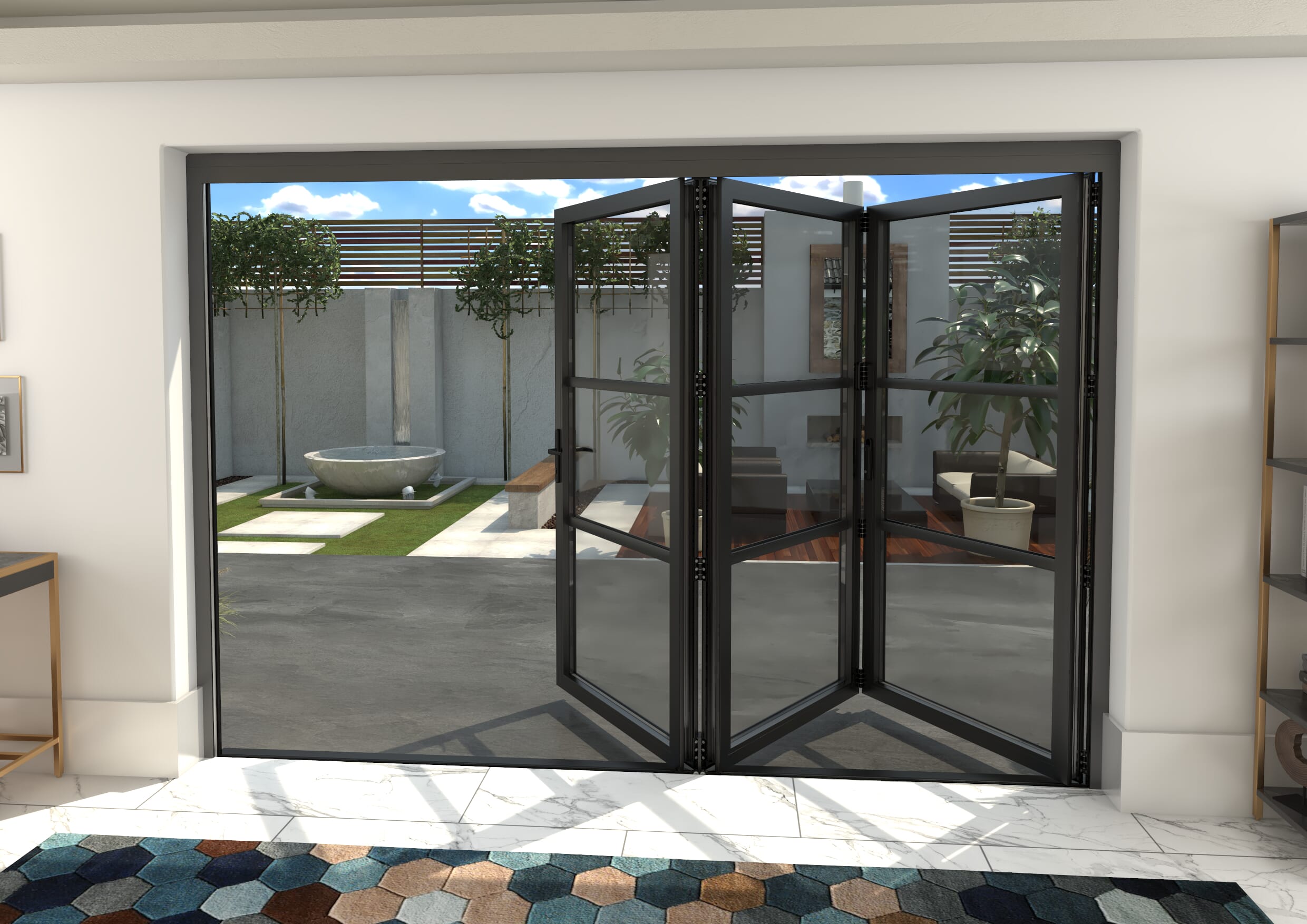 Heritage Black Aluminium External Bi-folding Doors Image