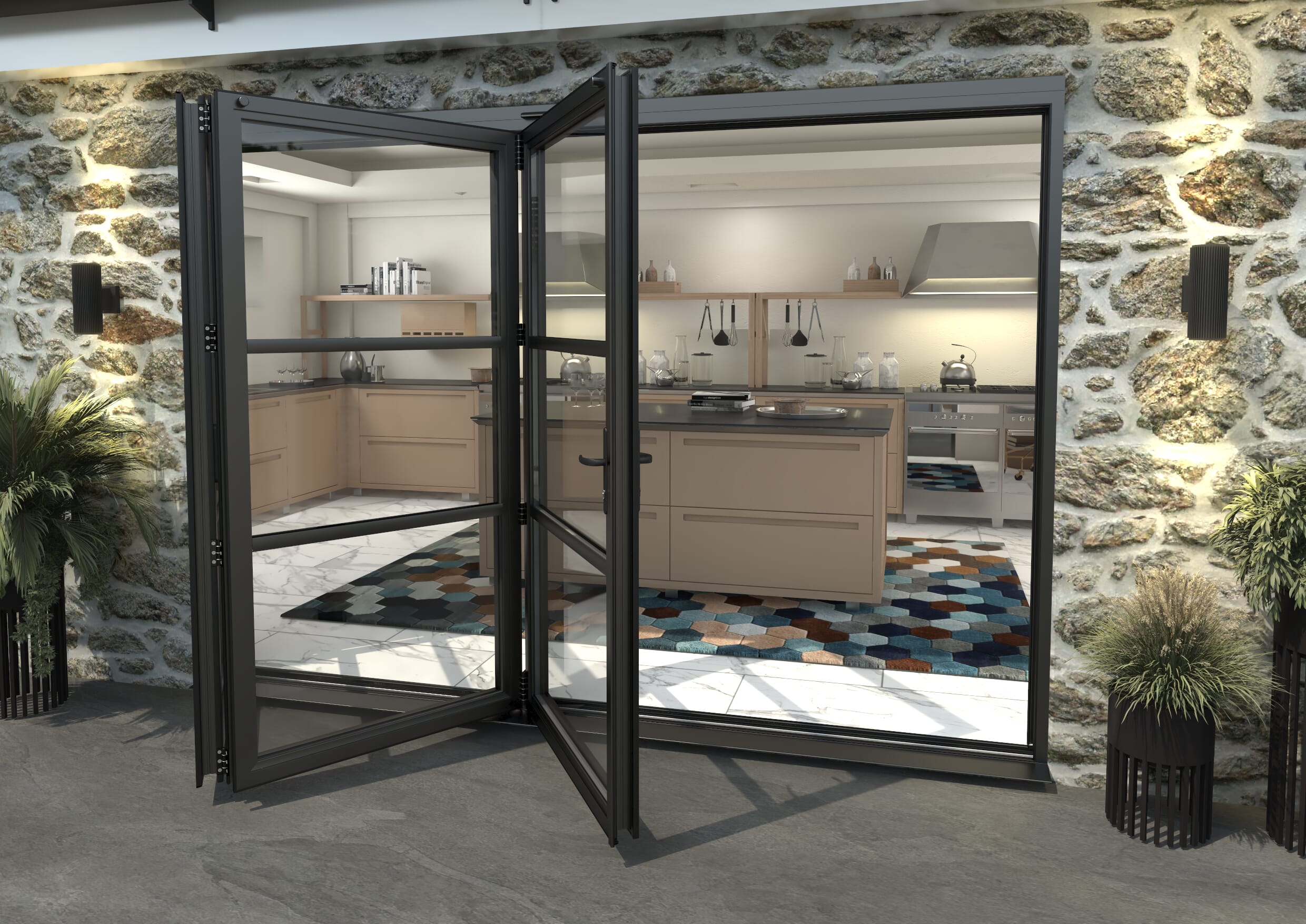 Heritage Black Aluminium External Bi-folding Doors Image