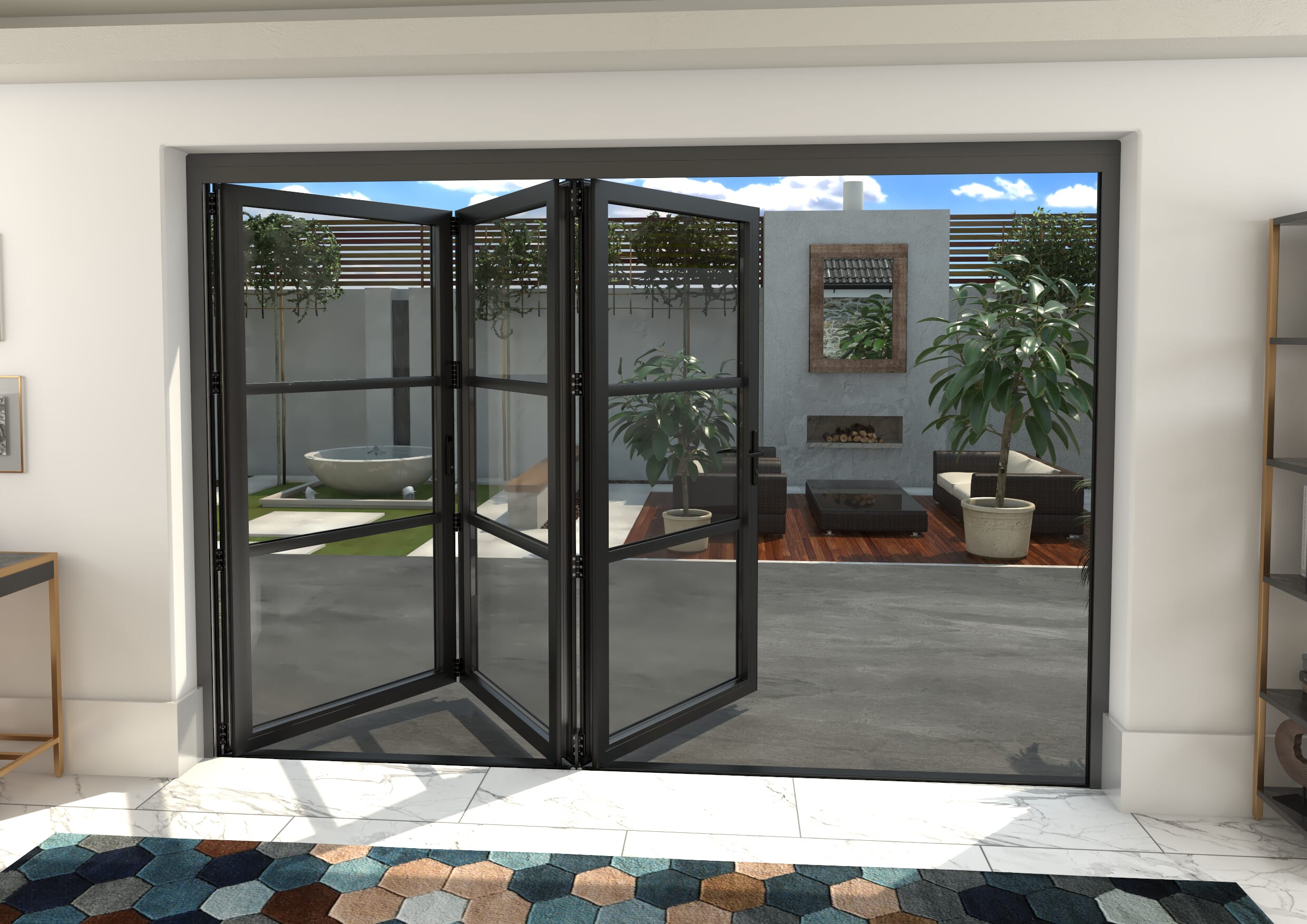 3000mm Black Heritage Aluminium Bifold Doors 3 Right at Vibrant Doors