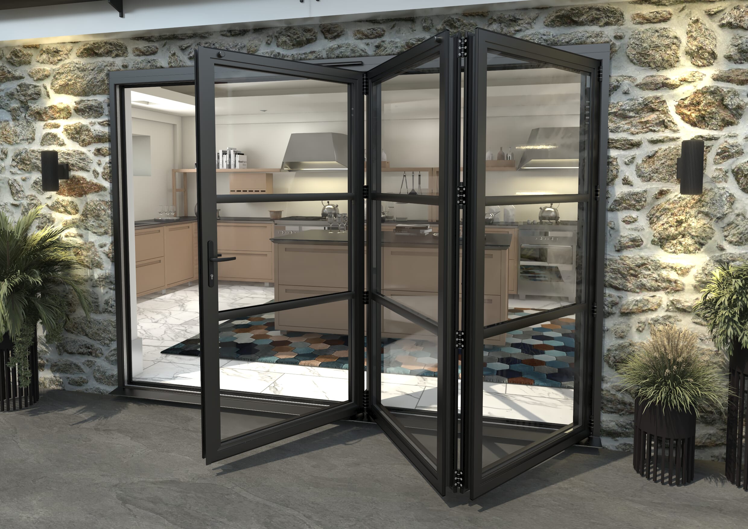 Heritage Black Aluminium External Bi-folding Doors Image