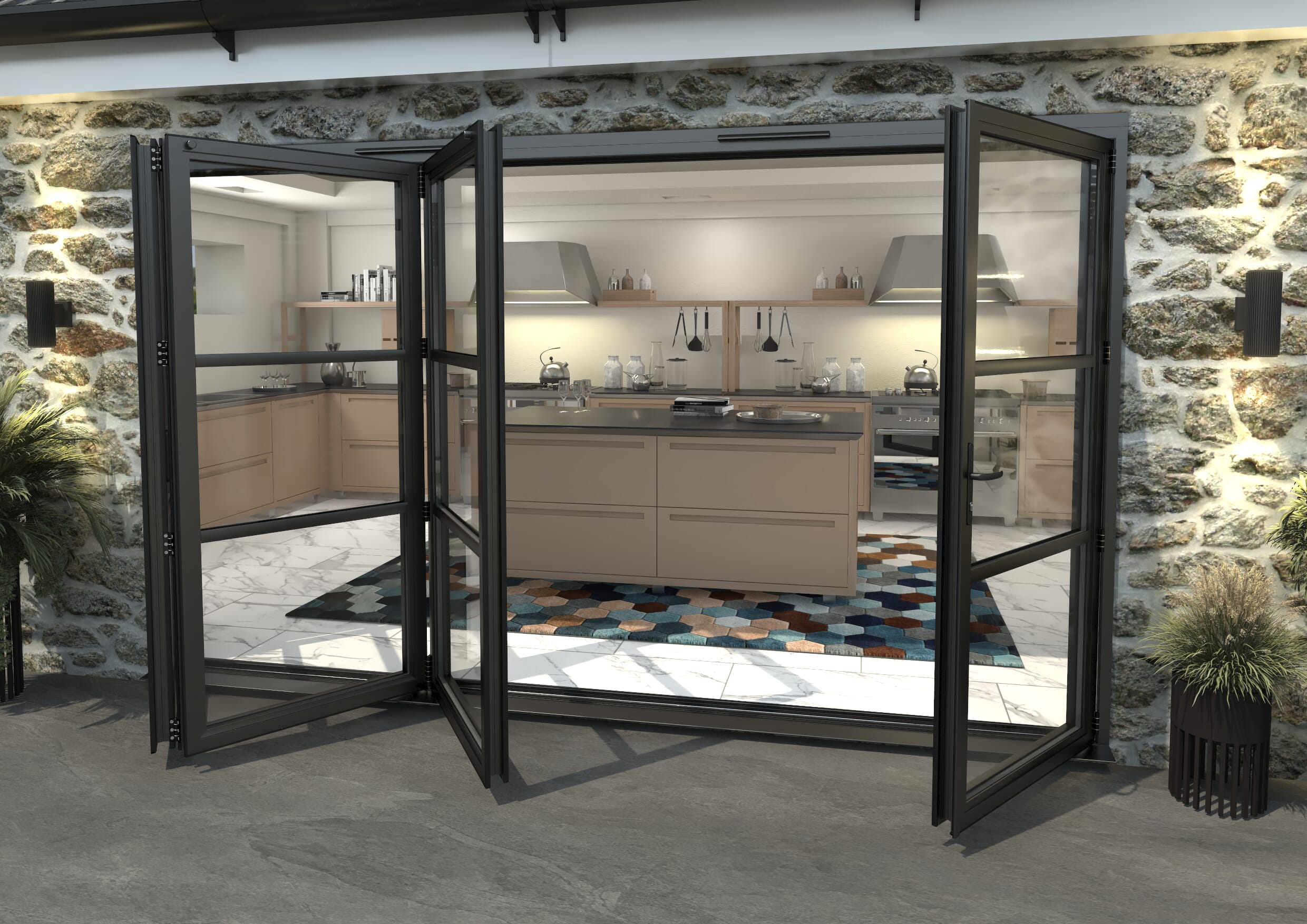 Heritage Black Aluminium External Bi-folding Doors Image