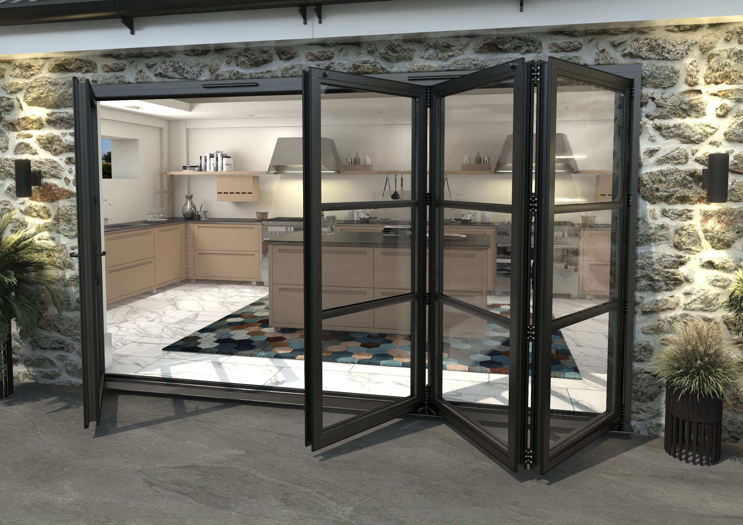 Heritage Black Aluminium External Bi-folding Doors Image