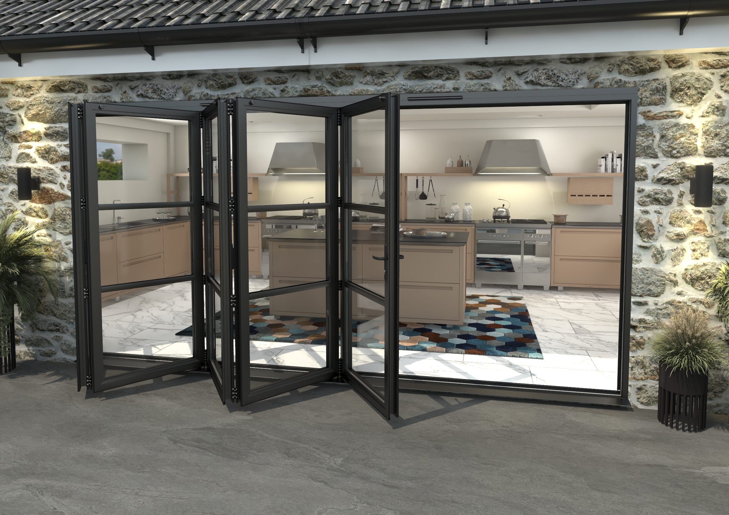 Heritage Black Aluminium External Bi-folding Doors Image