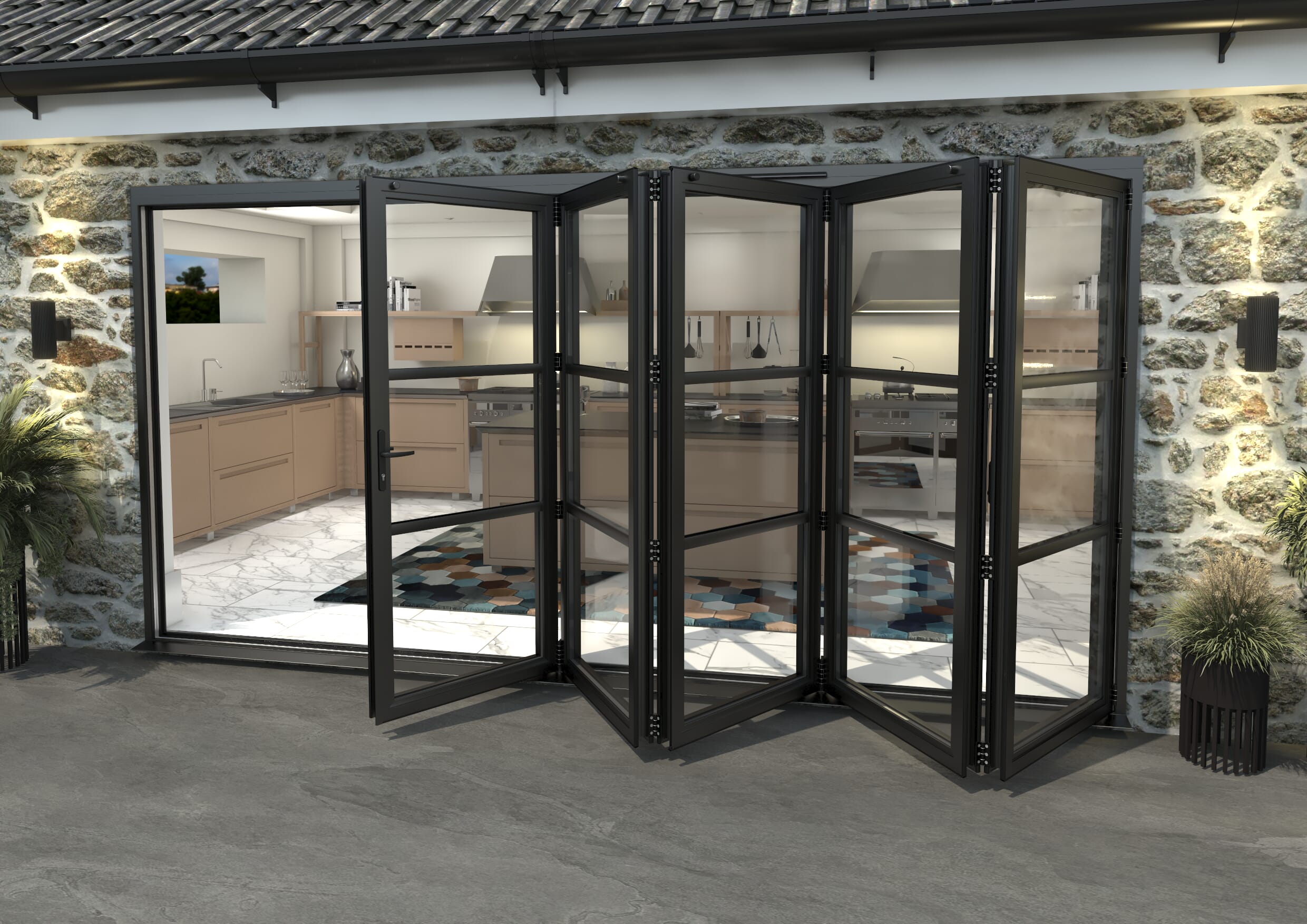 Heritage Black Aluminium External Bi-folding Doors Image