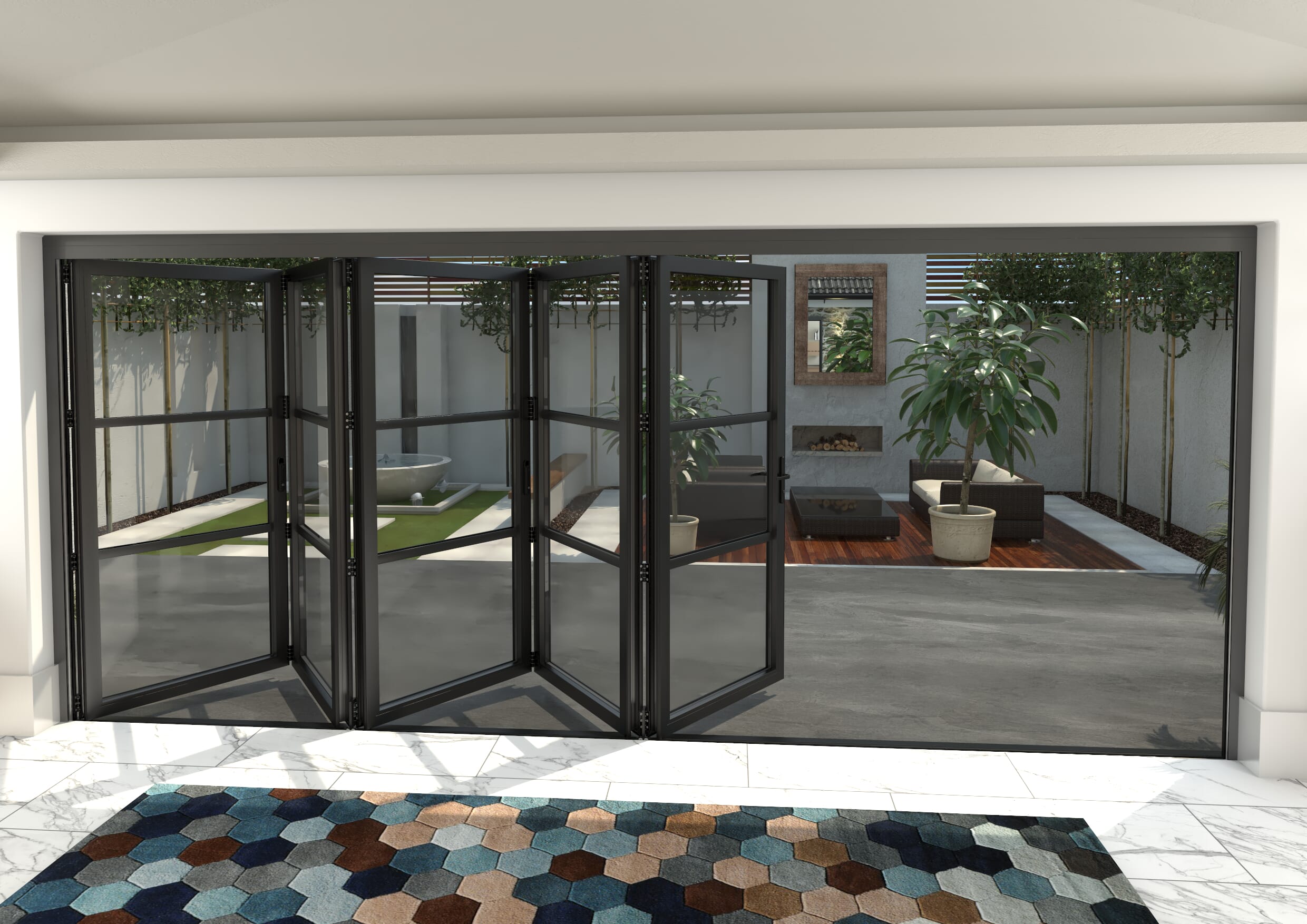 Heritage Black Aluminium External Bi-folding Doors Image