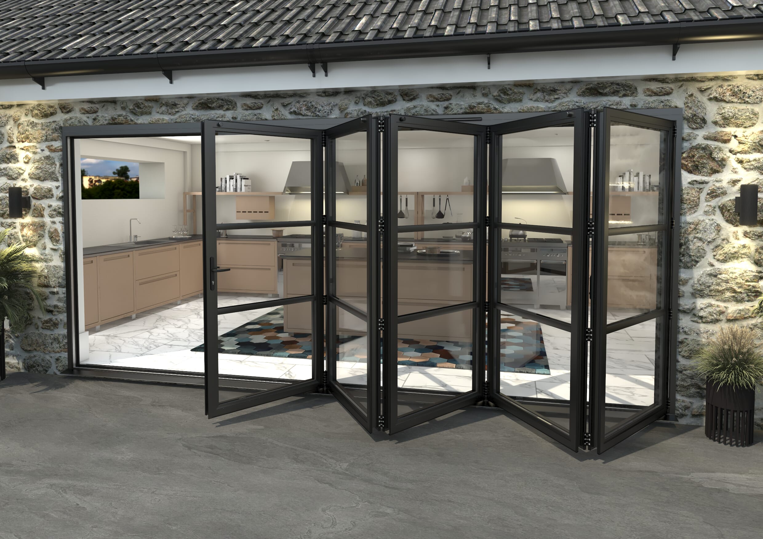 Heritage Black Aluminium External Bi-folding Doors Image