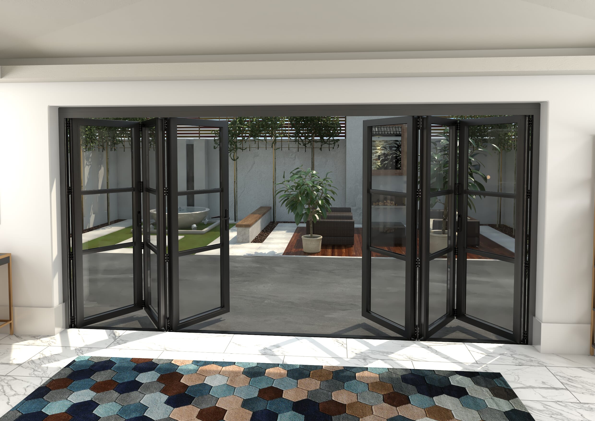 Part Q 4200mm Black Heritage Aluminium Bifold Doors - 3 Left 3 Right