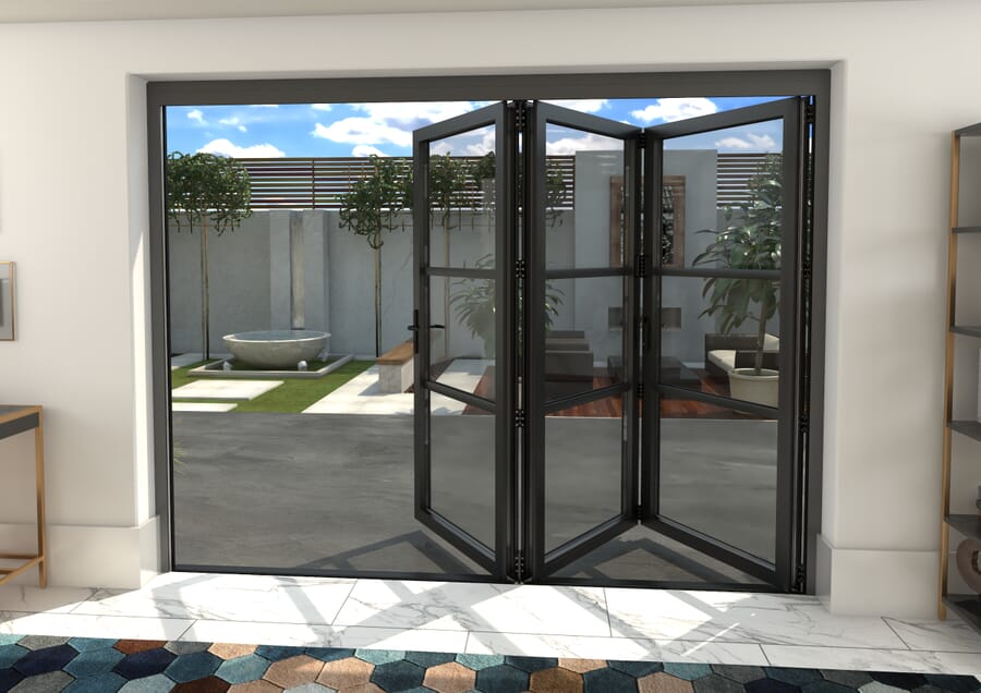 Climadoor Black Heritage Aluminium Bifold Doors – Part Q Compliant