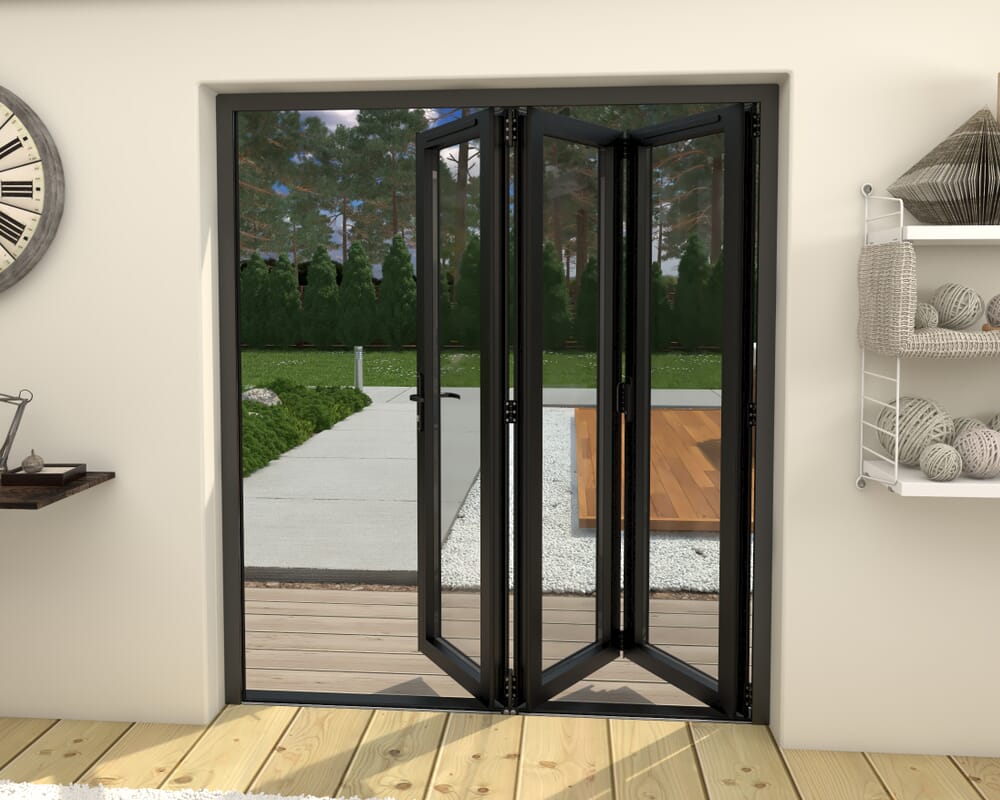 1800mm Black Aluminium Bifold Door - 3 Left