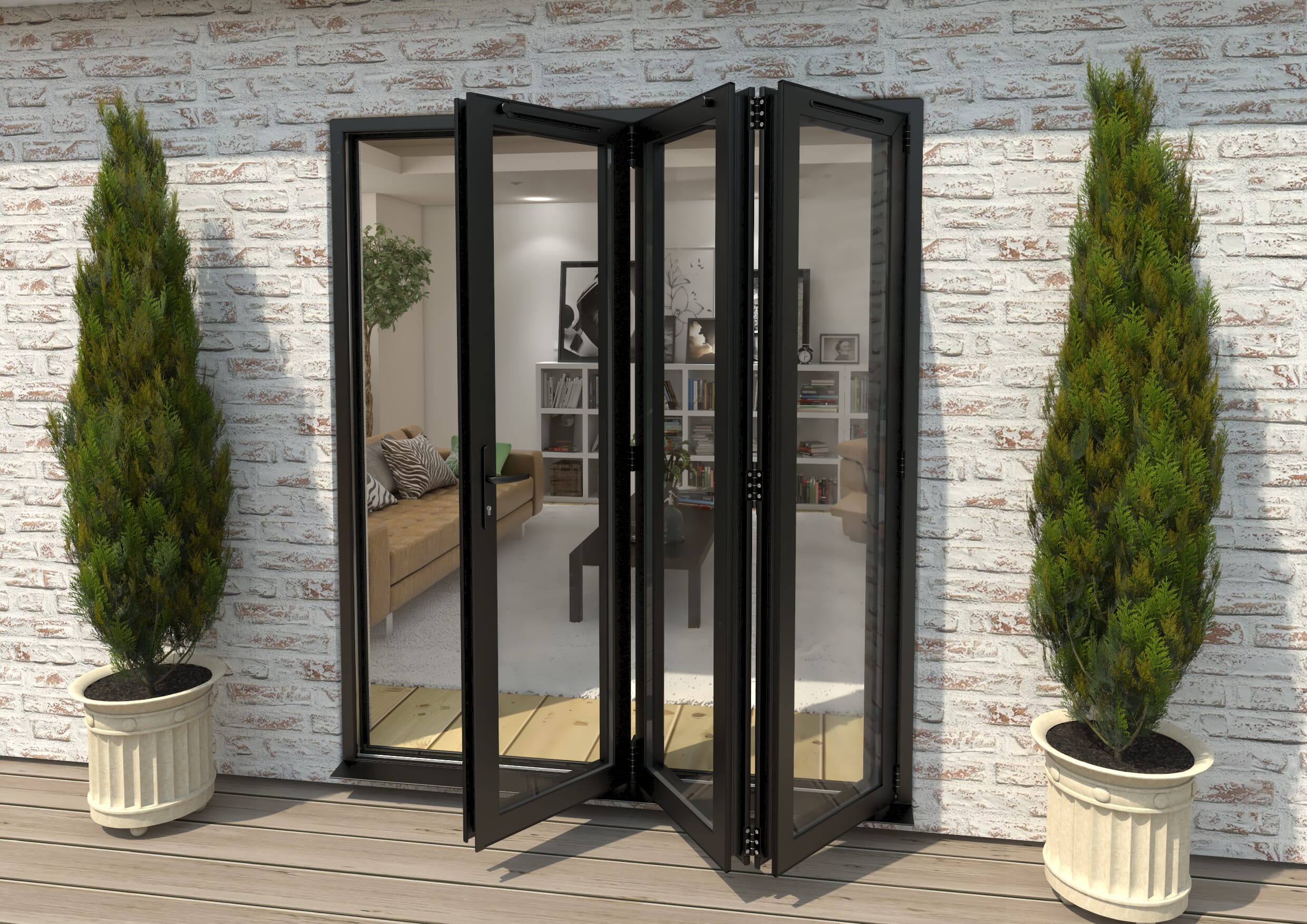 1800mm Black Aluminium Bifold Door - 3 Right