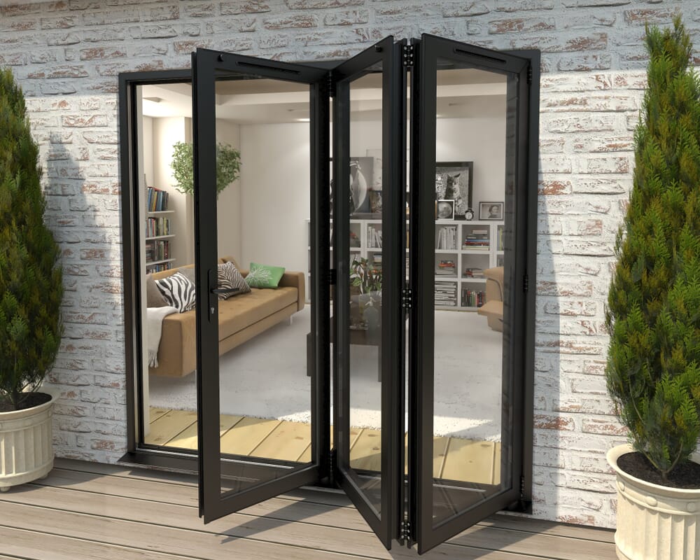 2100mm Black Aluminium Bifold Doors - 3 Right