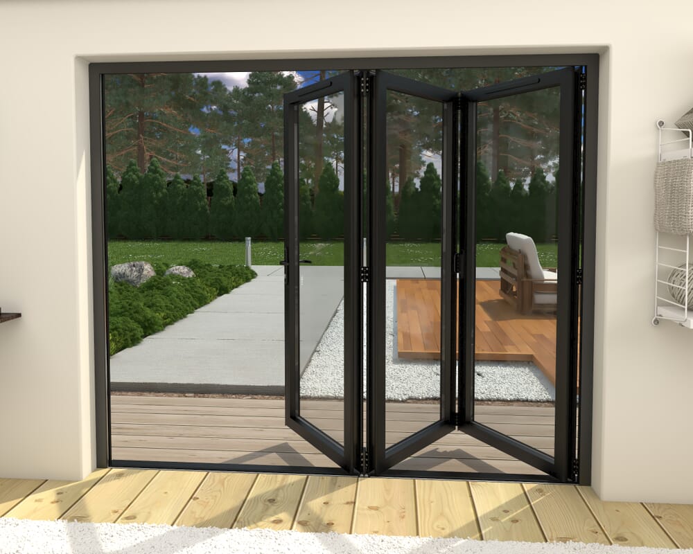 2400mm Black Aluminium Bifold Doors - 3 Left