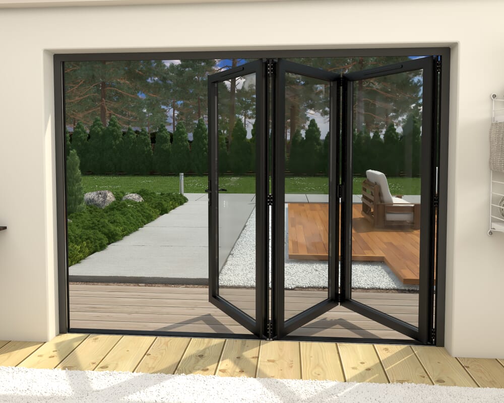 2700mm Black Aluminium Bifold Doors - 3 Left