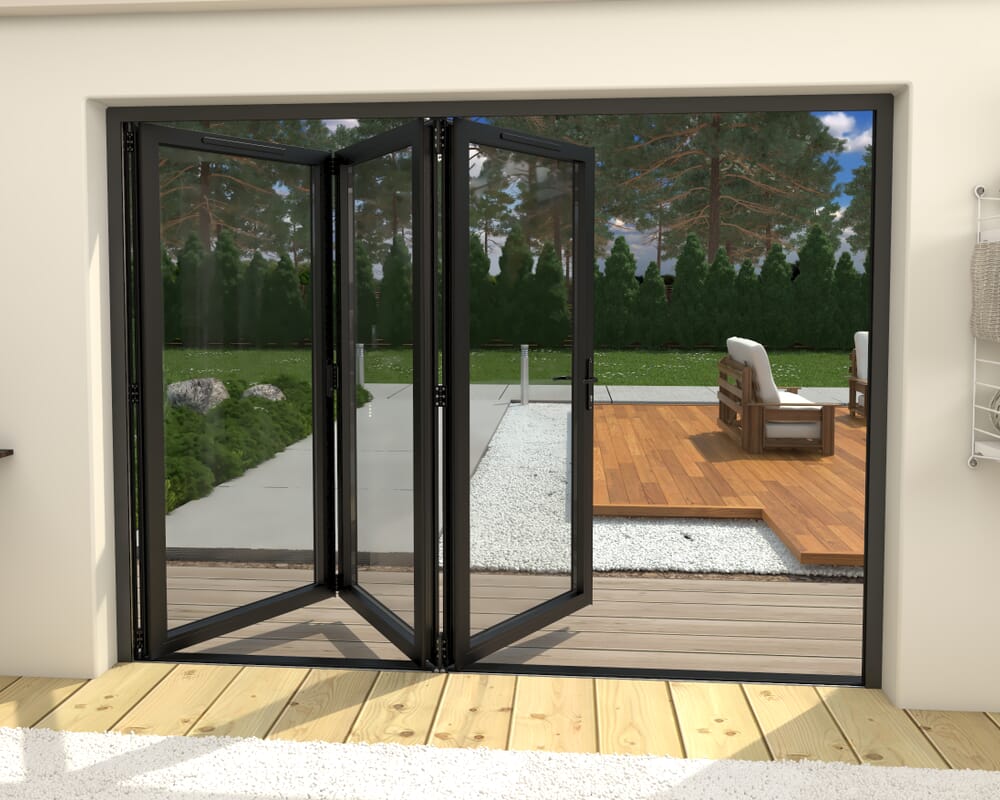 2700mm Black Aluminium Bifold Doors - 3 Right