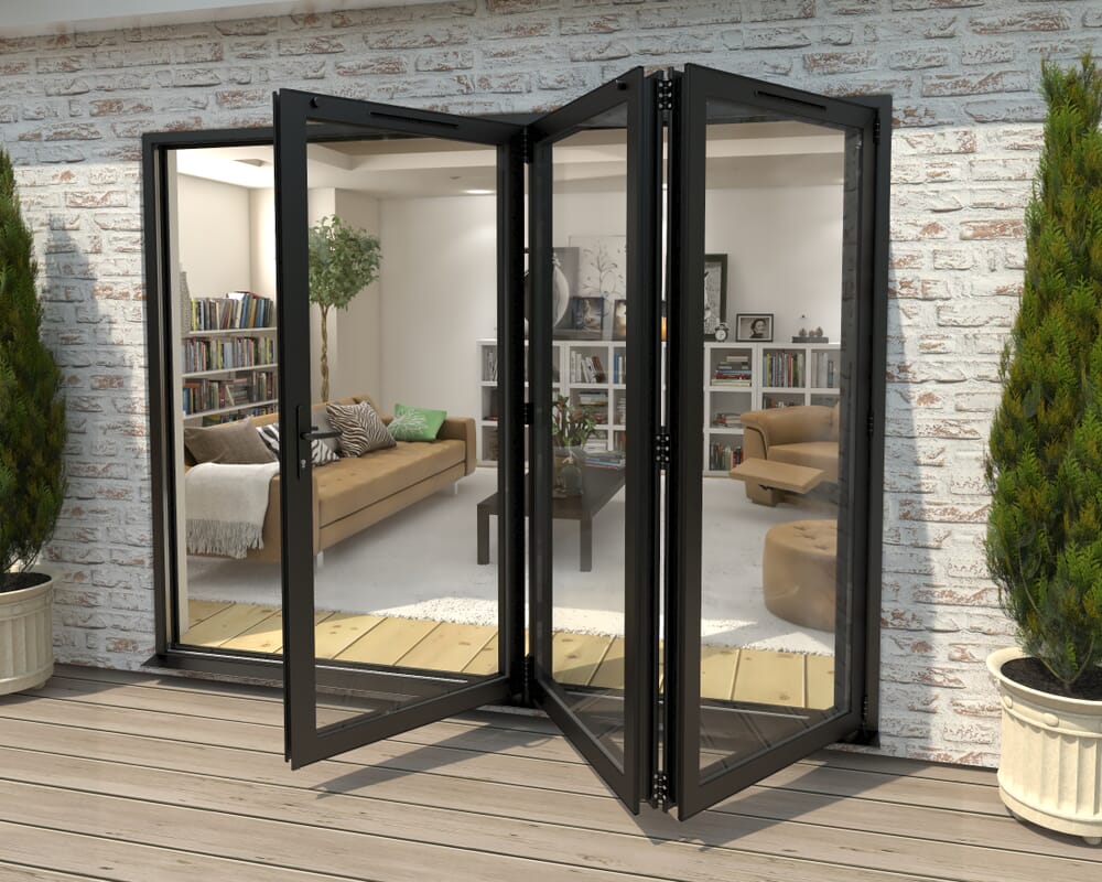 2700mm Black Aluminium Bifold Doors - 3 Right