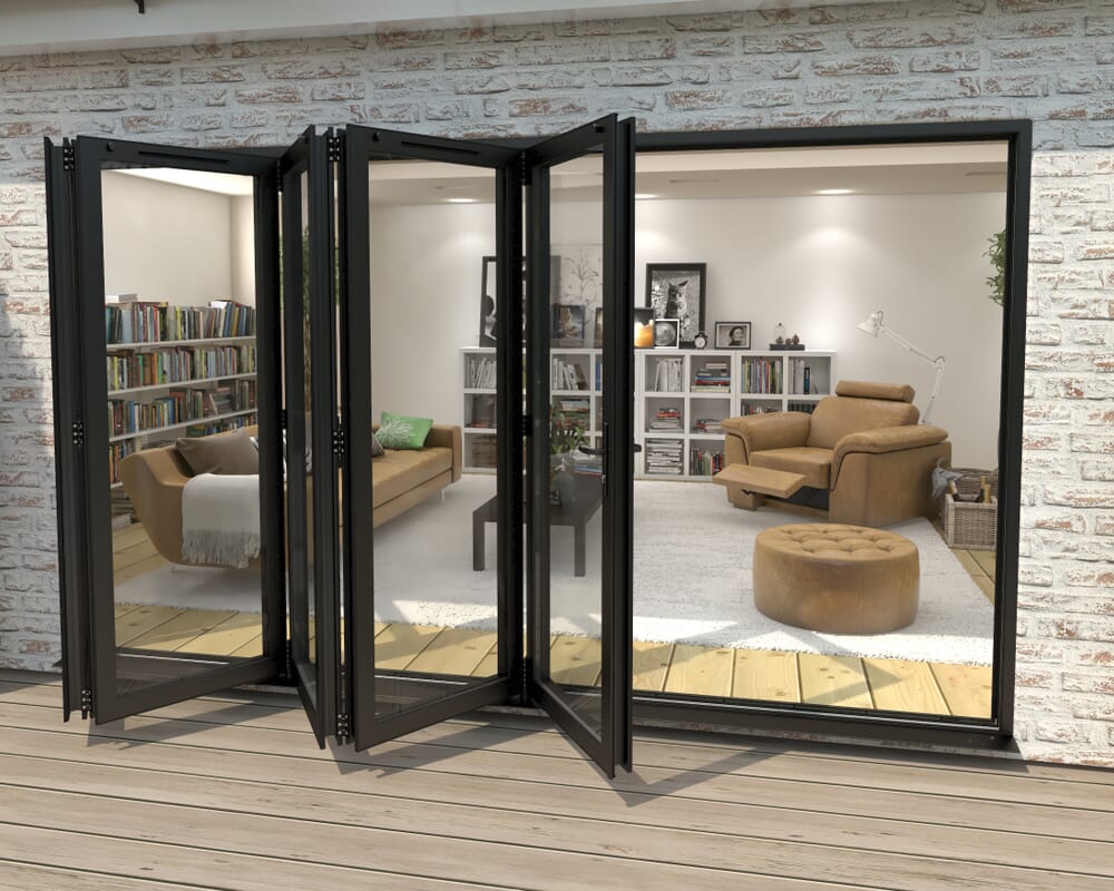3600mm Black Aluminium Bifold Doors - 5 Left