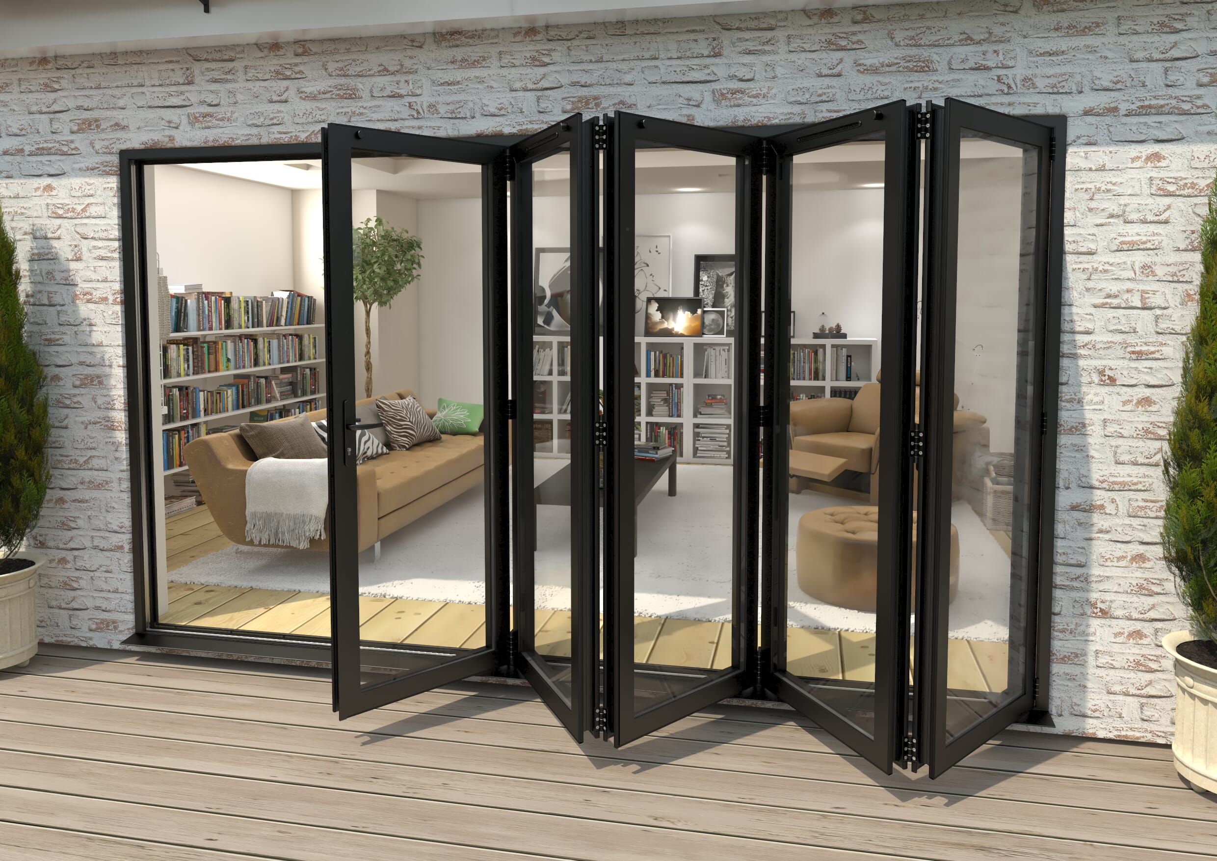3600mm Black Aluminium Bifold Doors - 5 Right