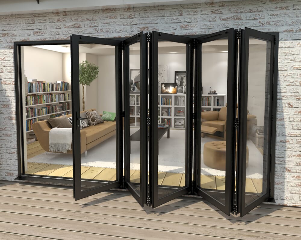 3600mm Black Aluminium Bifold Doors - 5 Right