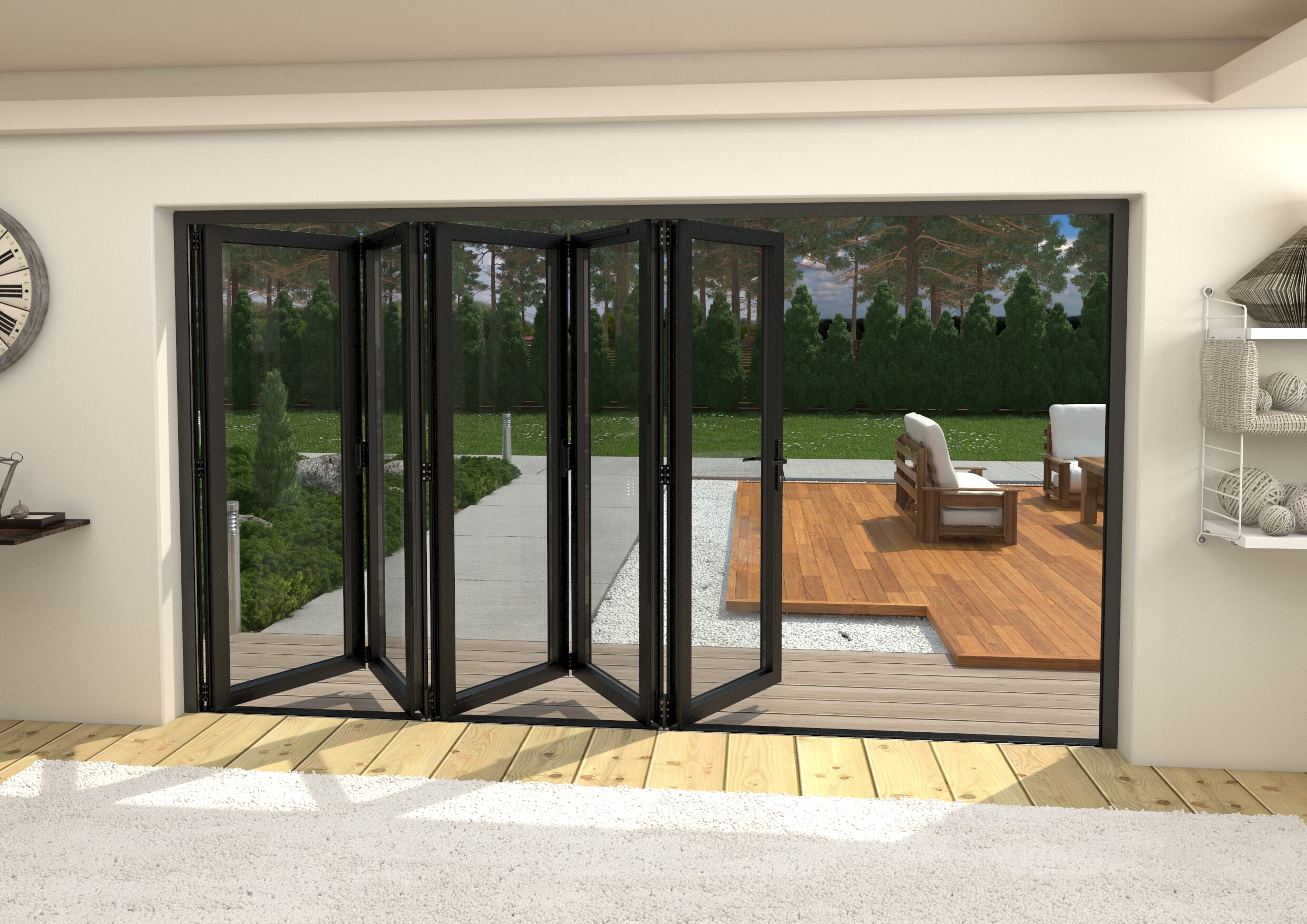 3600mm Black Aluminium Bifold Doors - 5 Right
