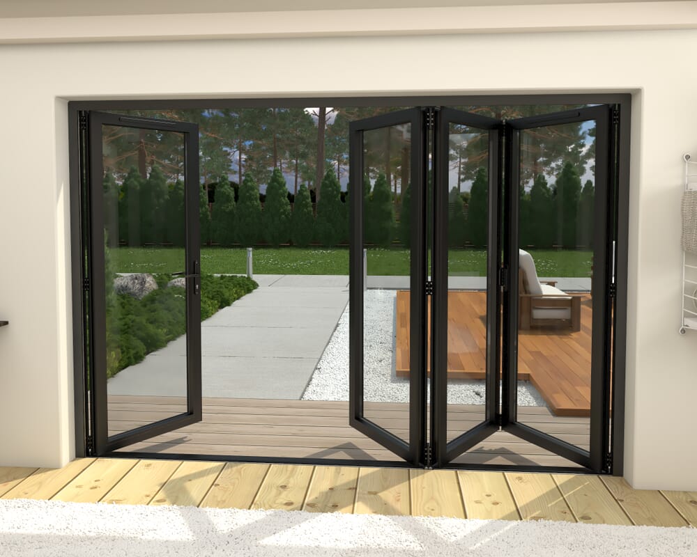 3000mm Black Aluminium Bifold Doors - 3 Left 1 Right