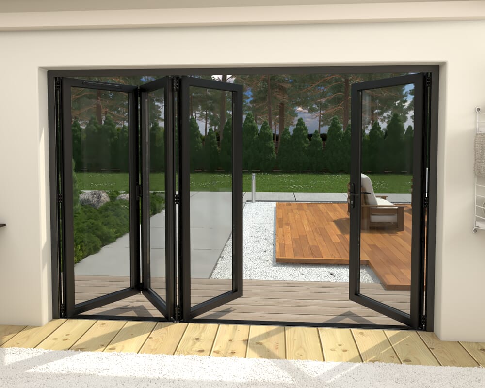 3000mm Black Aluminium Bifold Doors - 1 Left 3 Right