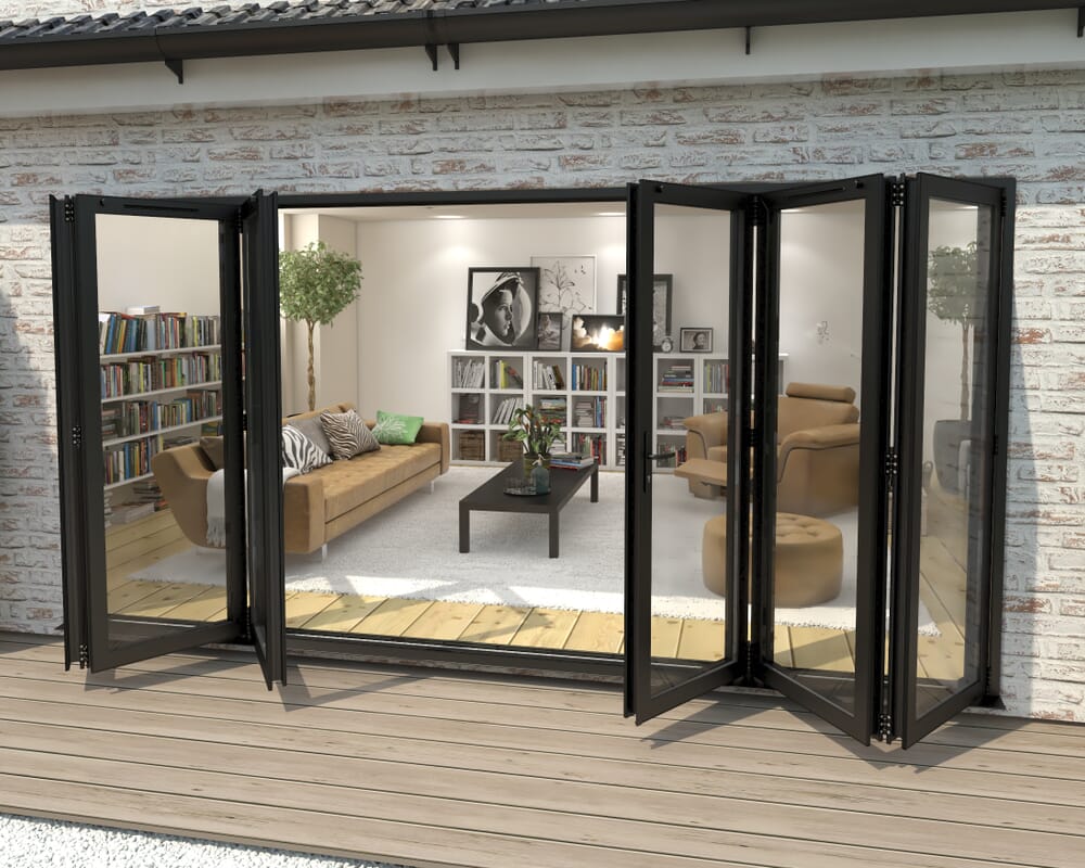 4200mm Black Aluminium Bifold Doors - 3 Left 3 Right