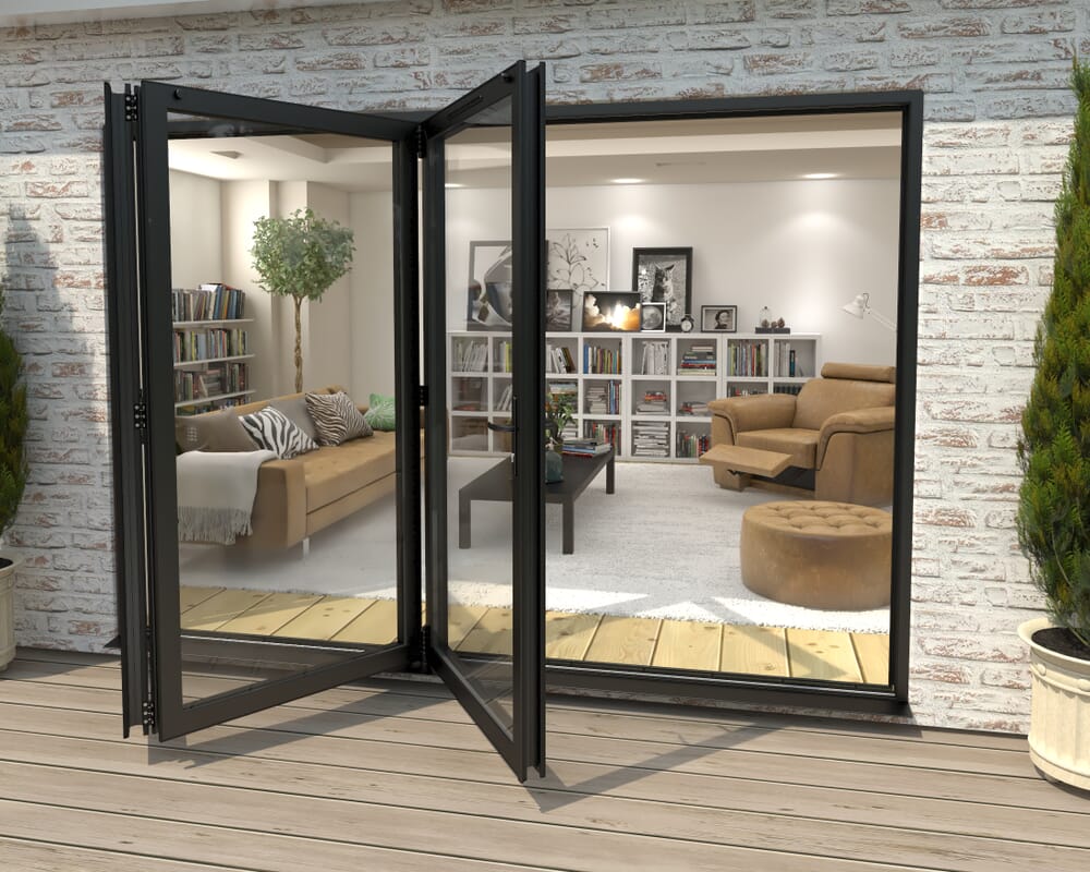 3000mm Black Aluminium Bifold Doors - 3 Left