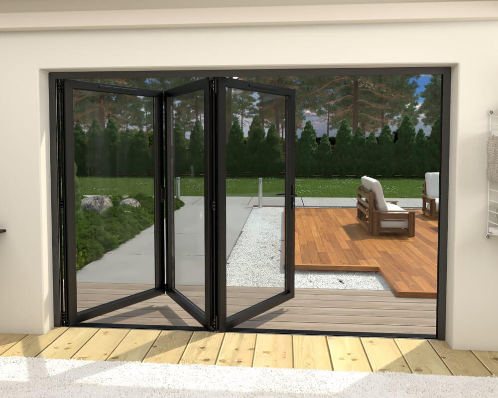 3000mm Black Aluminium Bifold Doors - 3 Right