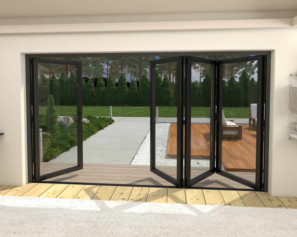 3600mm Black Aluminium Bifold Doors - 3 Left 1 Right