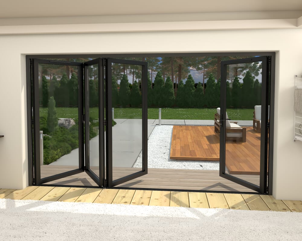 3600mm Black Aluminium Bifold Doors - 1 Left 3 Right