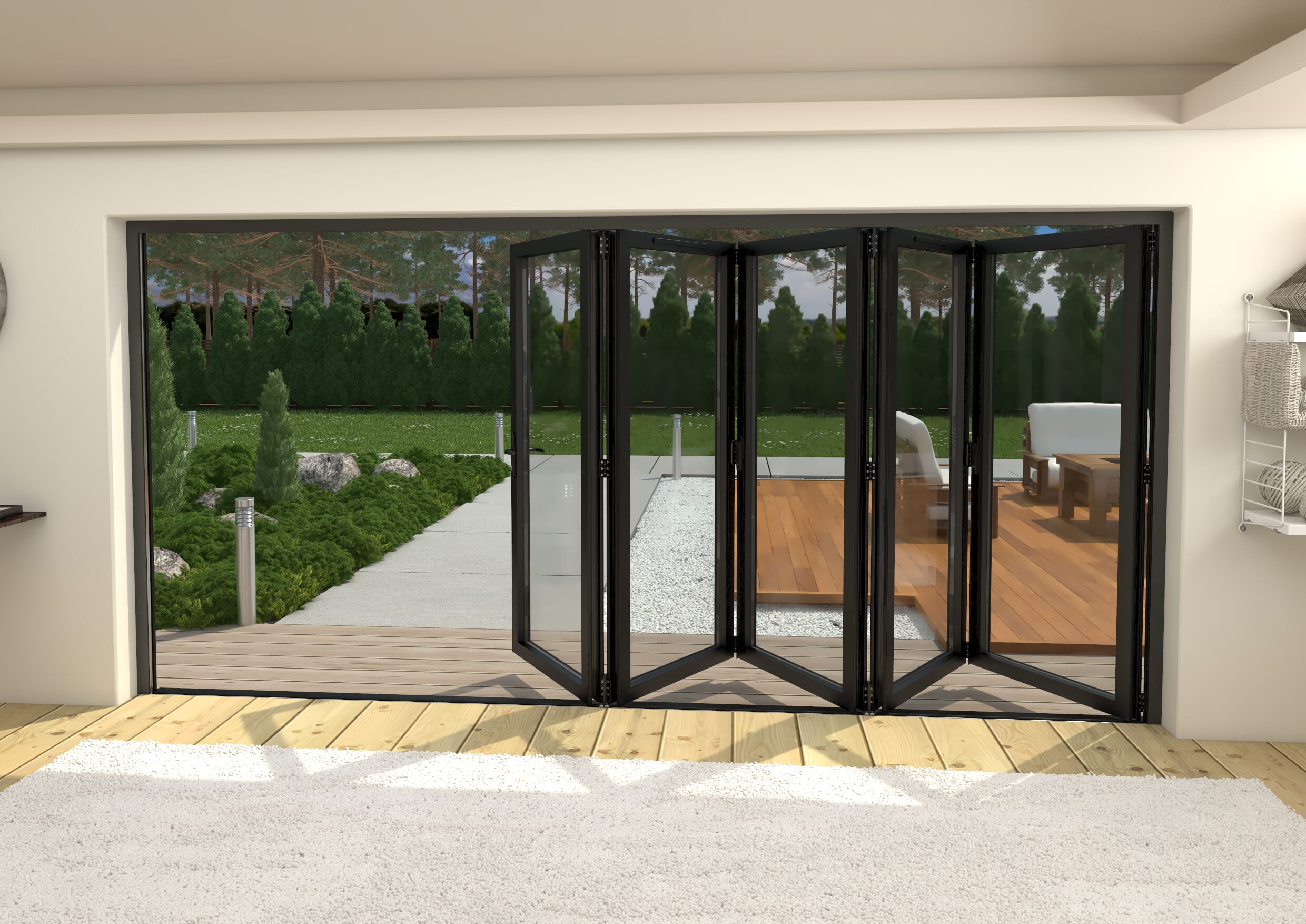 4200mm Black Aluminium Bifold Doors - 5 Left