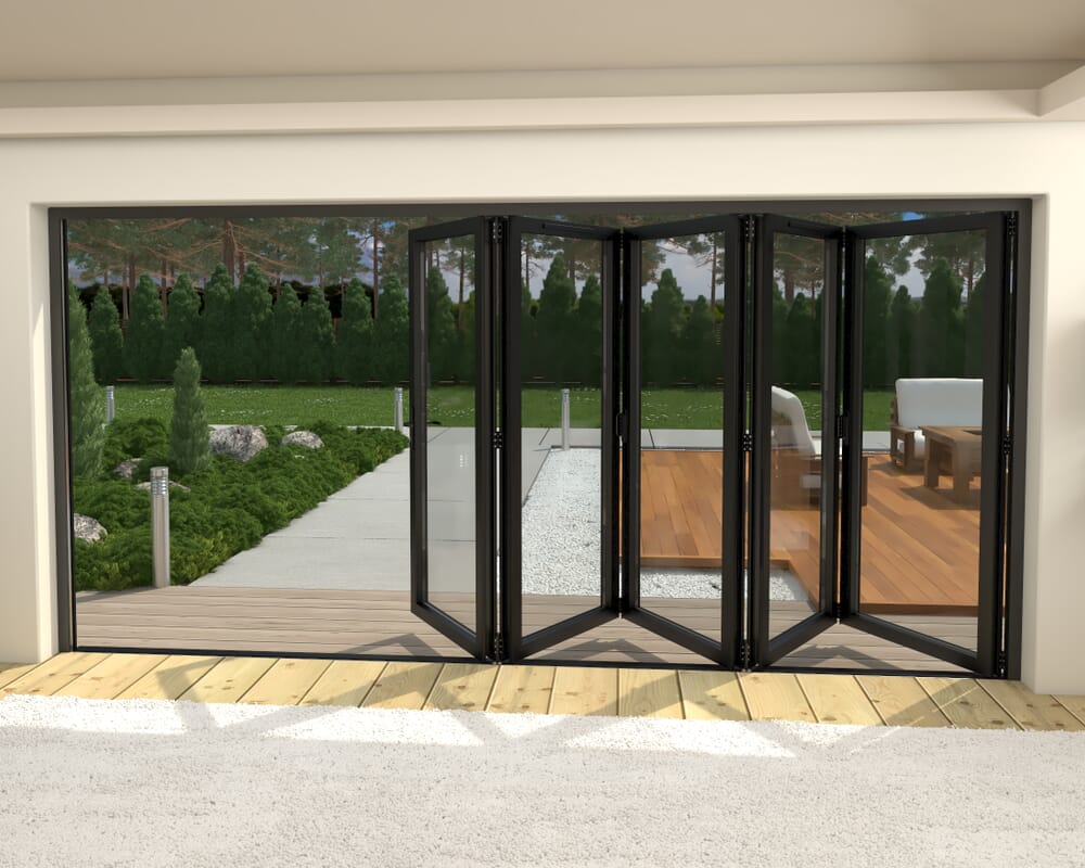 4200mm Black Aluminium Bifold Doors - 5 Left