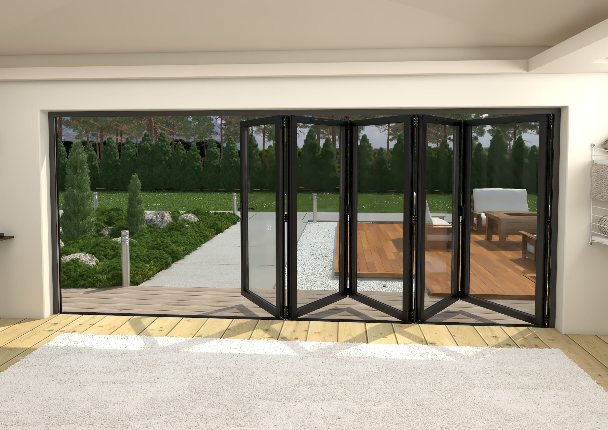 4800mm Black Aluminium Bifold Doors - 5 Left