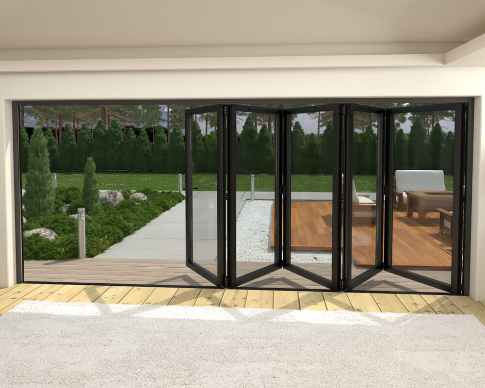 4800mm Black Aluminium Bifold Doors - 5 Left
