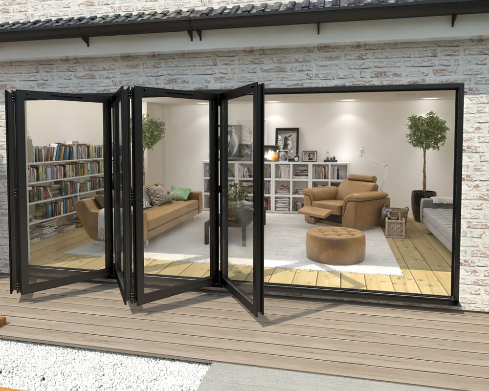 4800mm Black Aluminium Bifold Doors - 5 Left