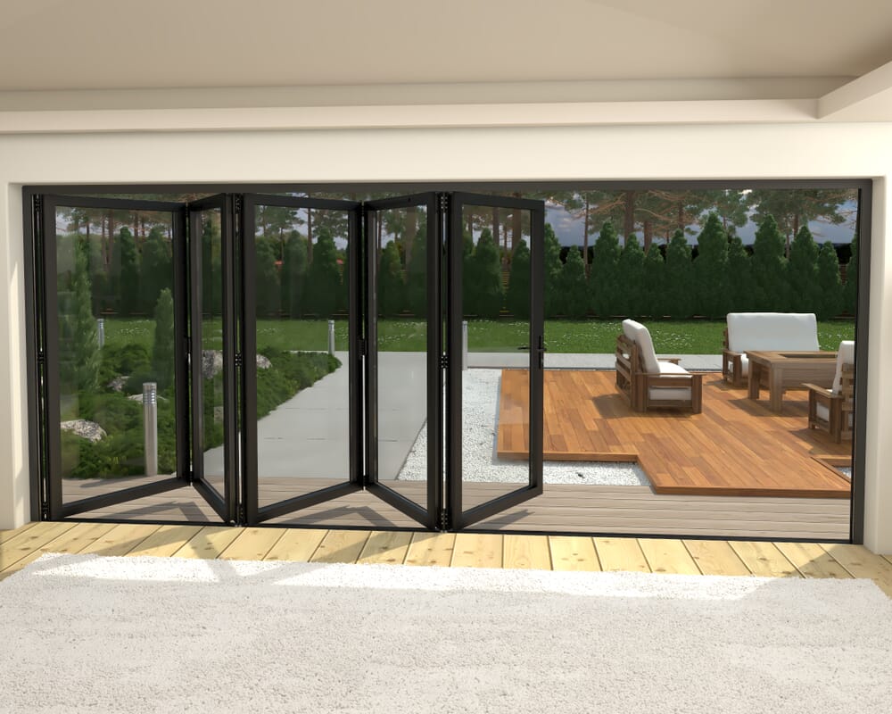 4800mm Black Aluminium Bifold Doors - 5 Right