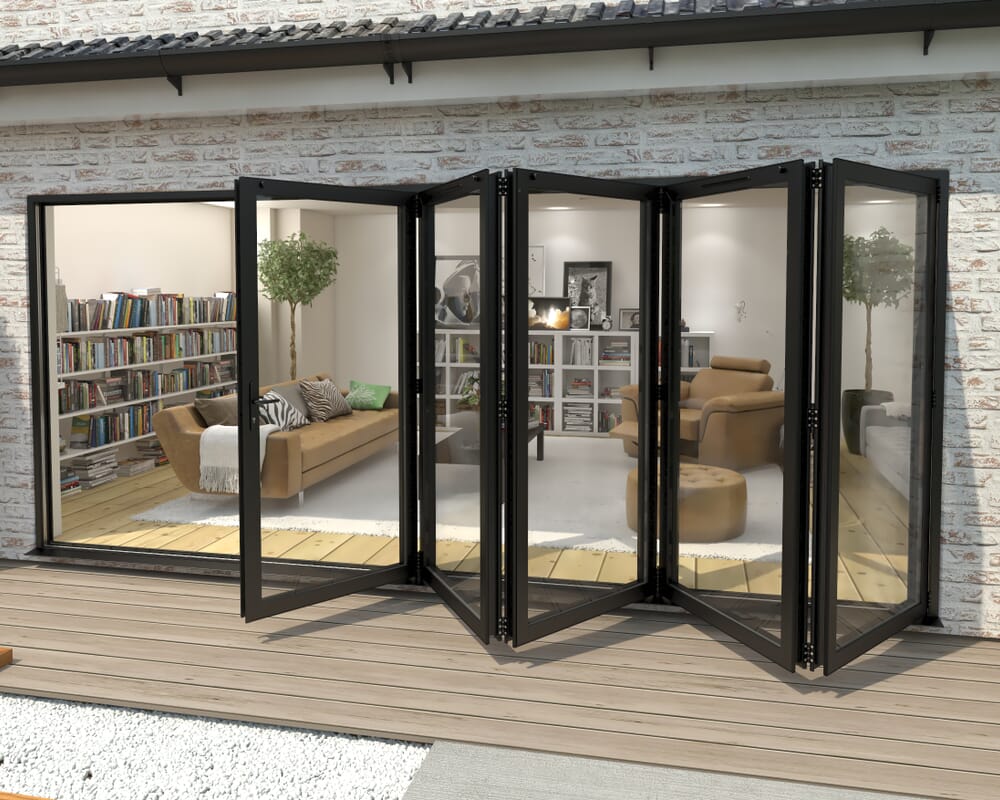 4800mm Black Aluminium Bifold Doors - 5 Right