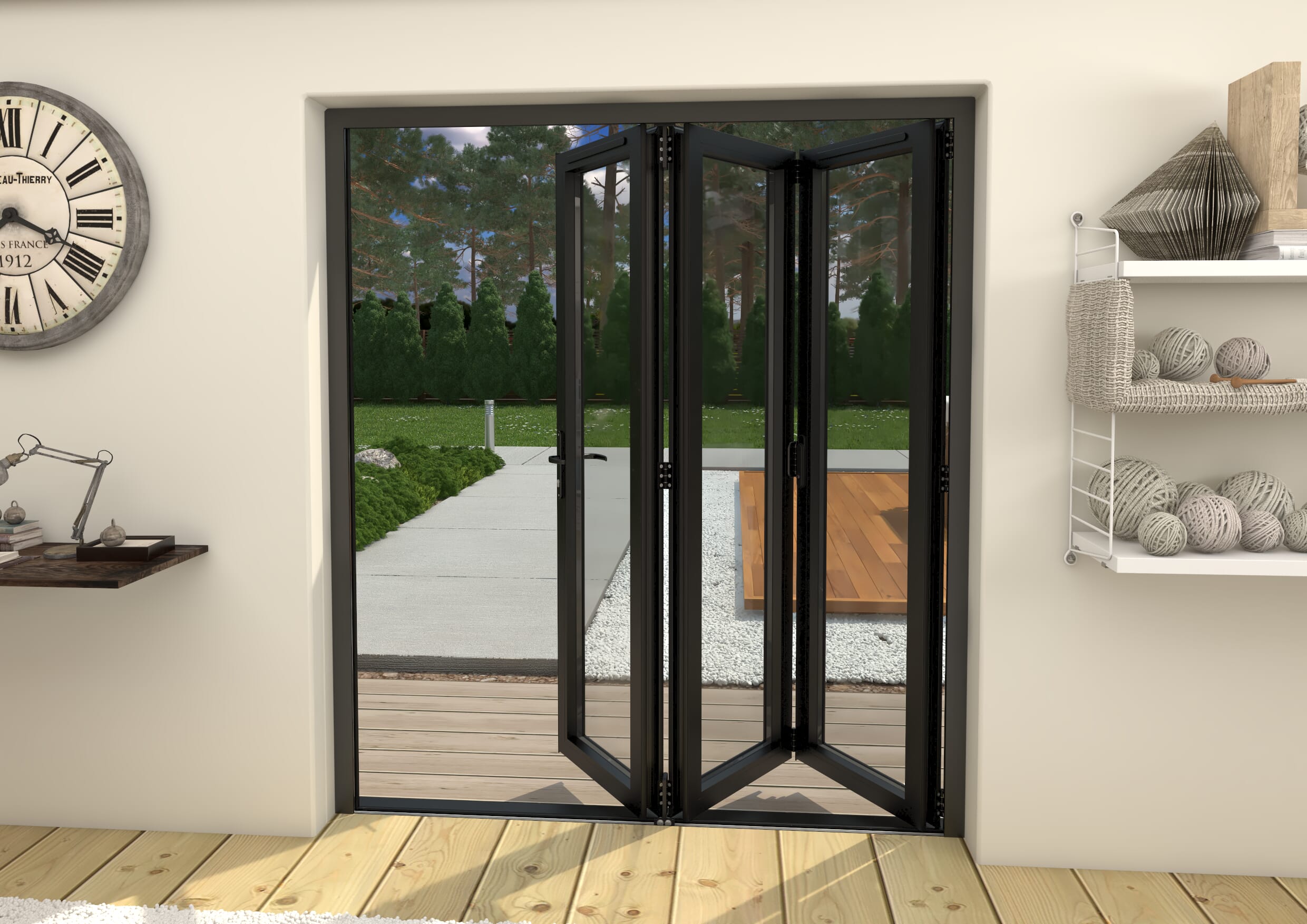 Part Q 1800mm Black Aluminium Bifold Door - 3 Left