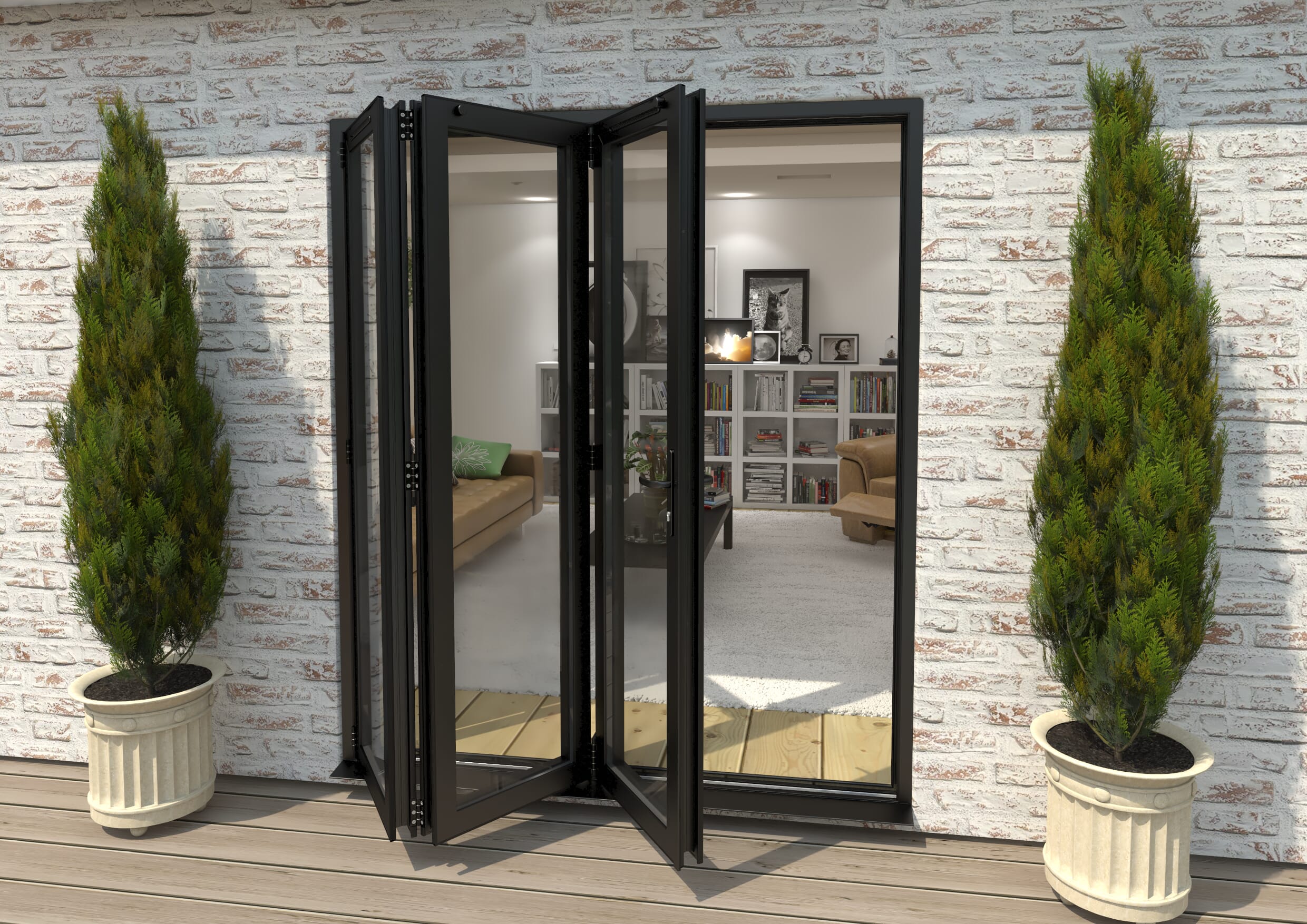 Part Q 1800mm Black Aluminium Bifold Door - 3 Left