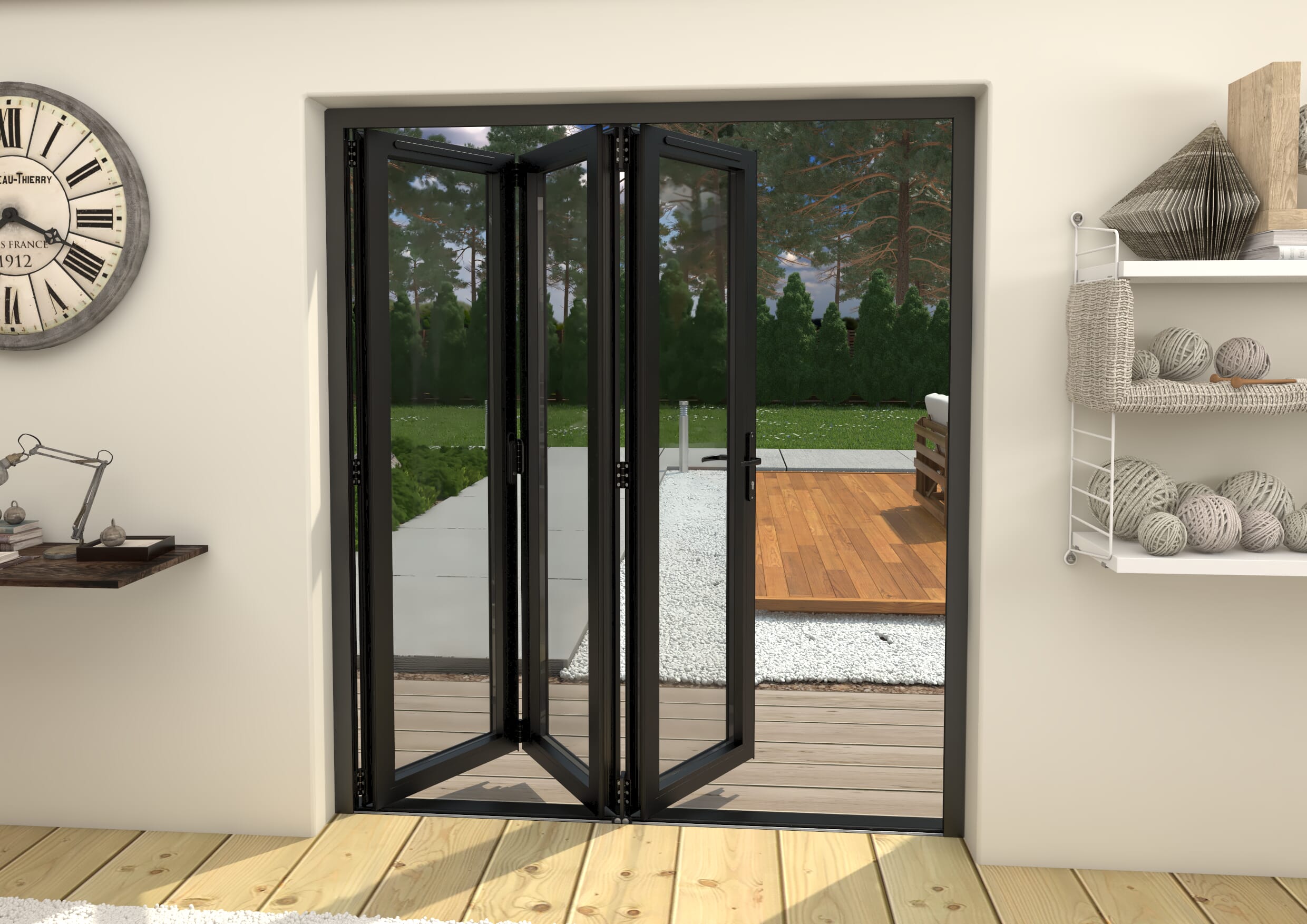 Part Q 1800mm Black Aluminium Bifold Door - 3 Right