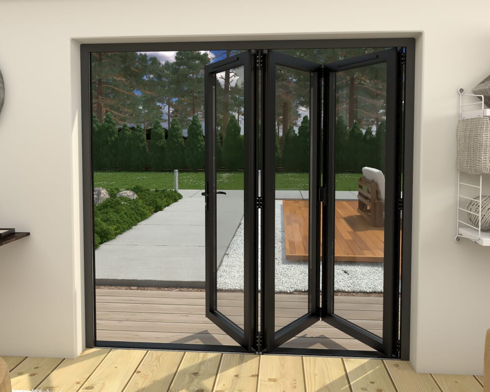 Part Q 2100mm Black Aluminium Bifold Doors - 3 Left