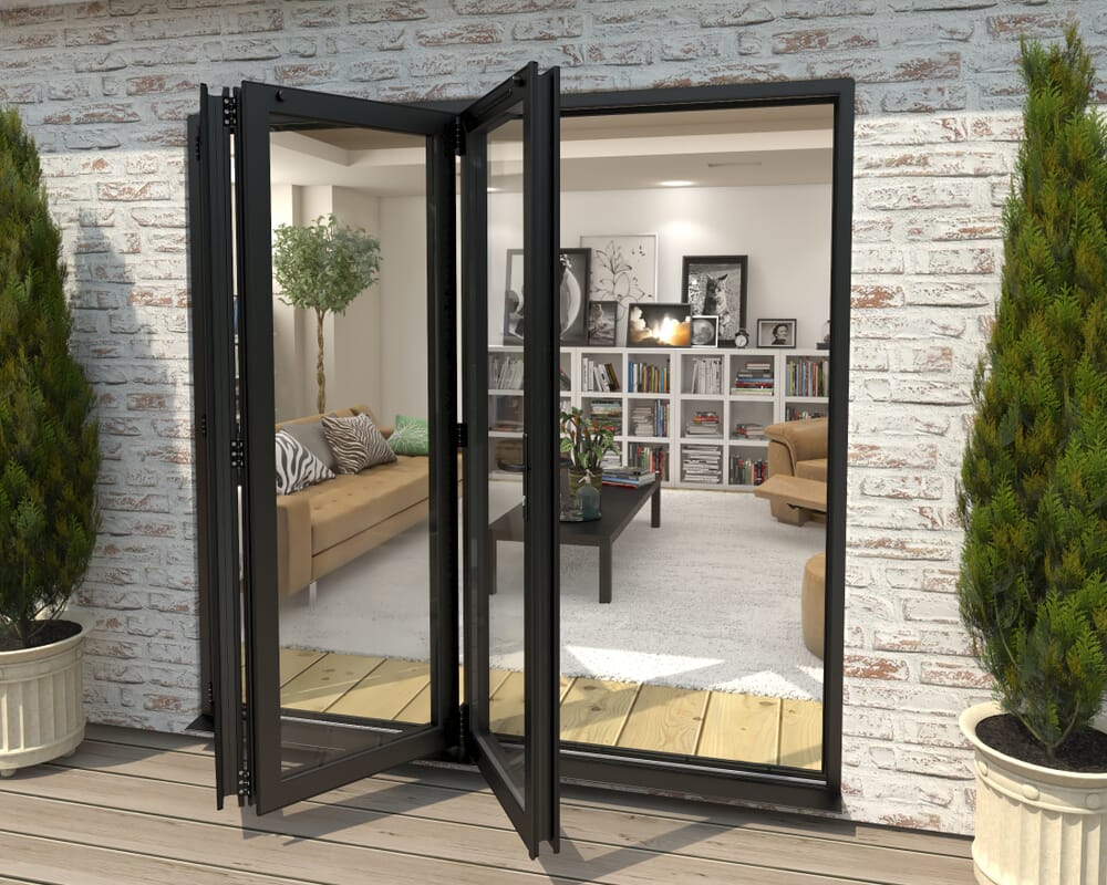 Part Q 2100mm Black Aluminium Bifold Doors - 3 Left