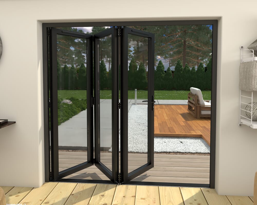 Part Q 2100mm Black Aluminium Bifold Doors - 3 Right