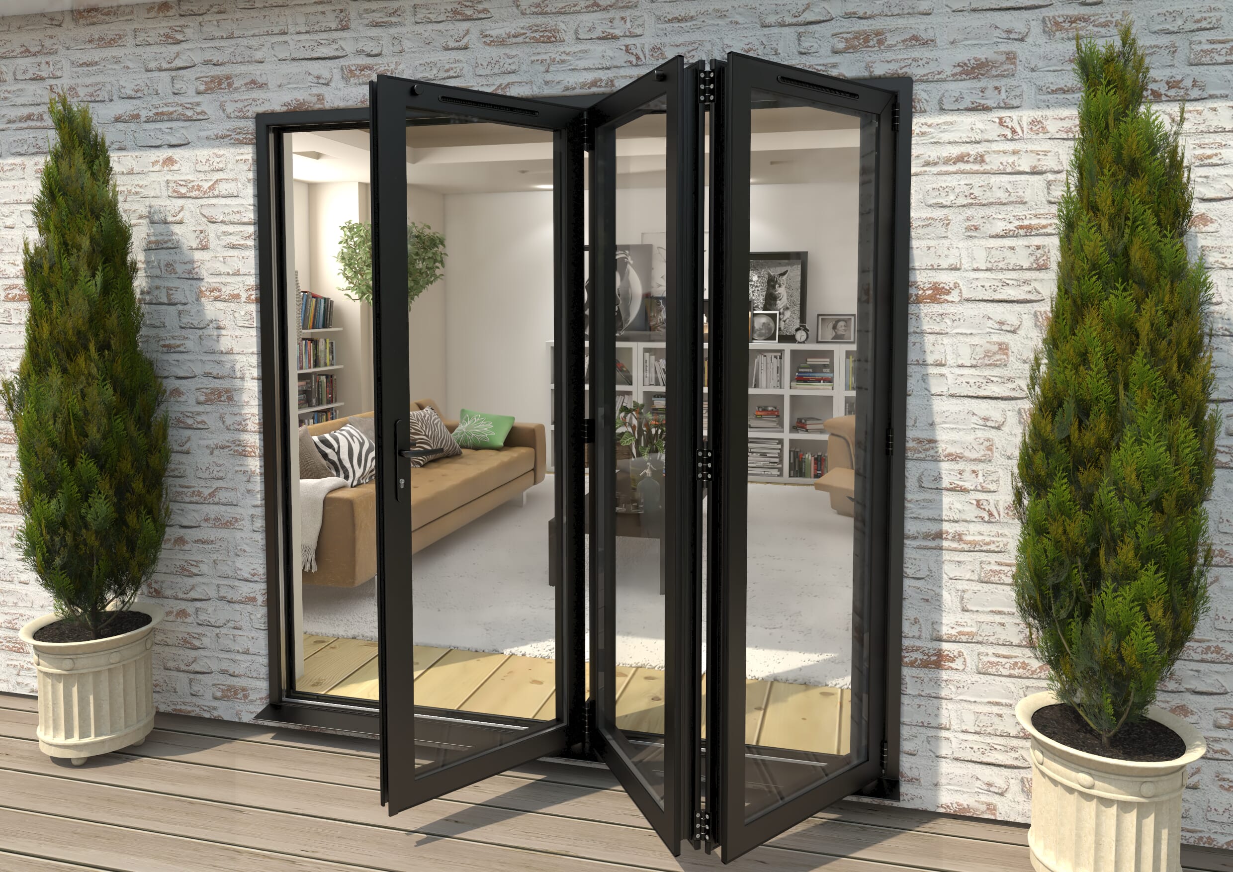 Part Q 2100mm Black Aluminium Bifold Doors - 3 Right