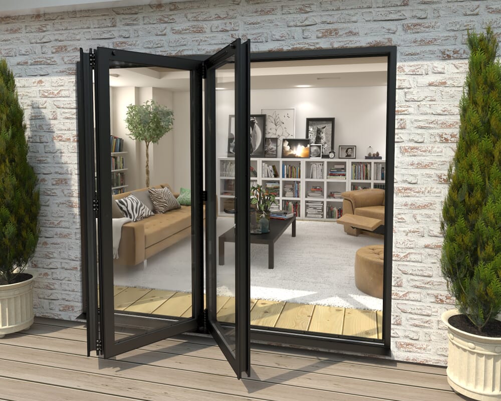 Part Q 2400mm Black Aluminium Bifold Doors - 3 Left