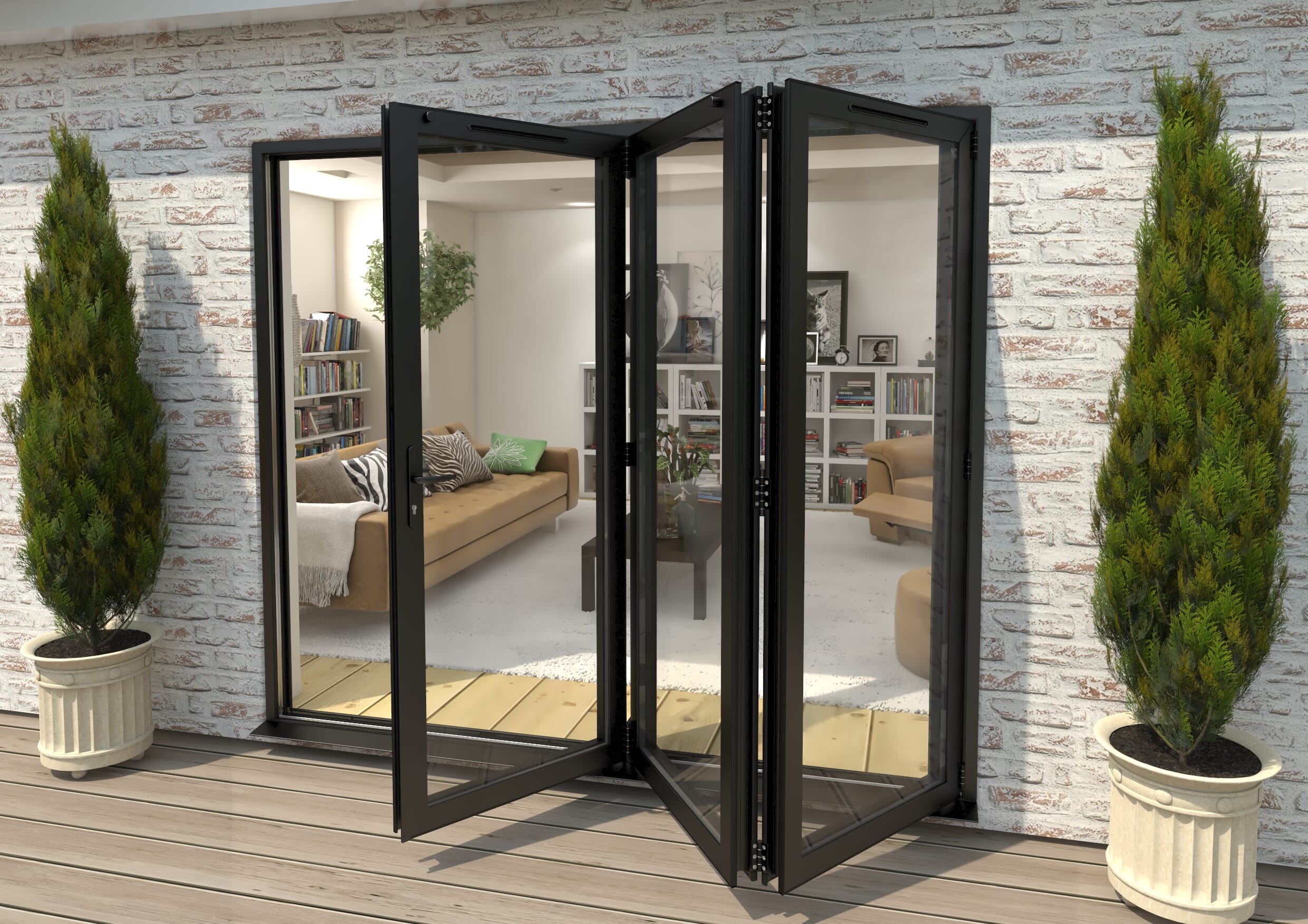 Part Q 2400mm Black Aluminium Bifold Doors - 3 Right