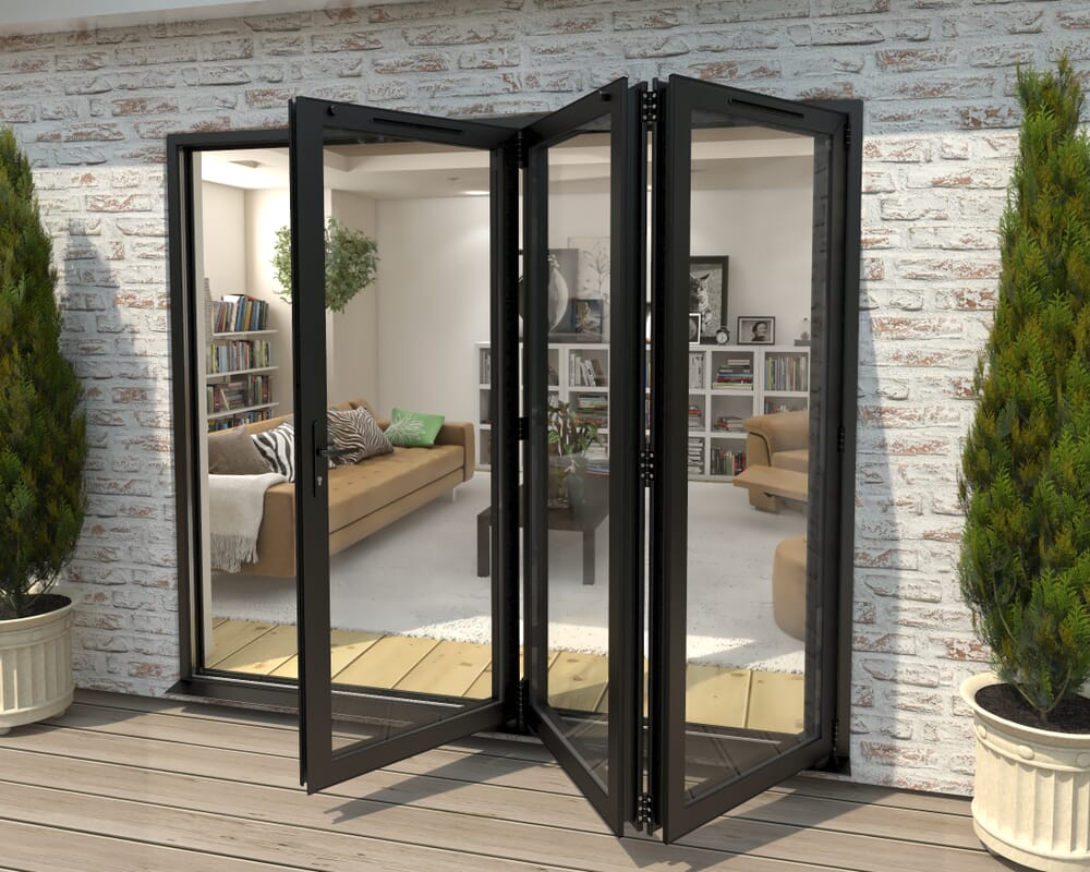 Part Q 2400mm Black Aluminium Bifold Doors - 3 Right