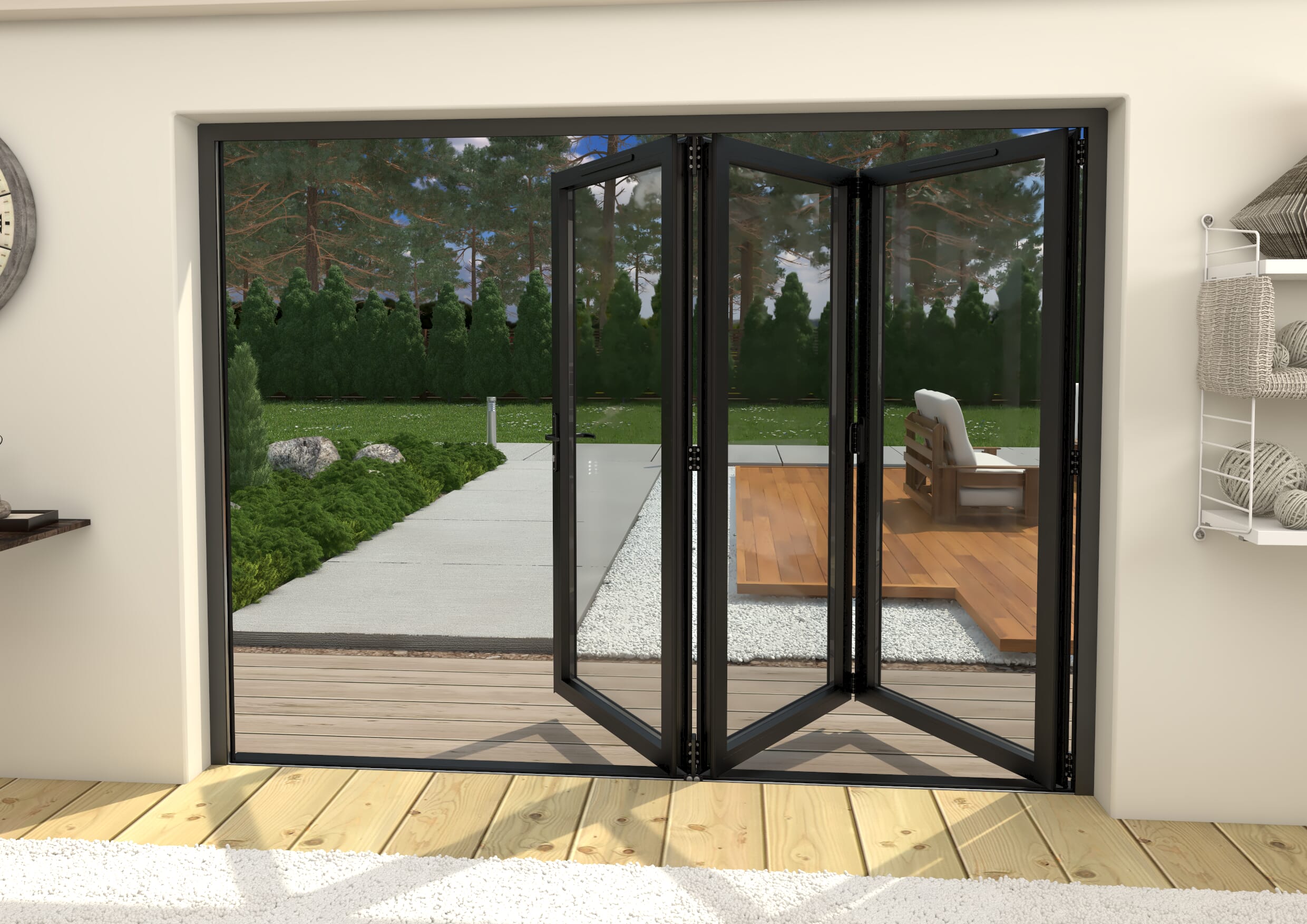 Part Q 2700mm Black Aluminium Bifold Doors - 3 Left