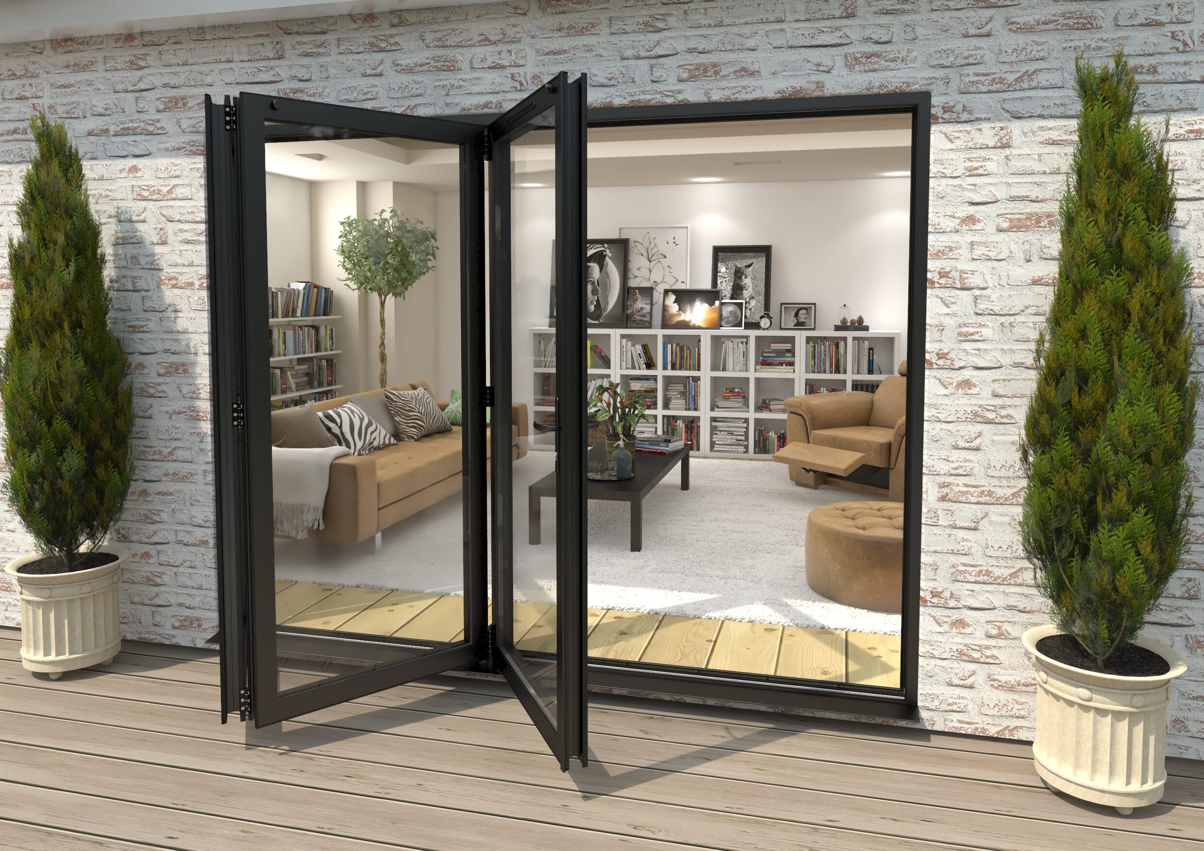 Part Q 2700mm Black Aluminium Bifold Doors - 3 Left